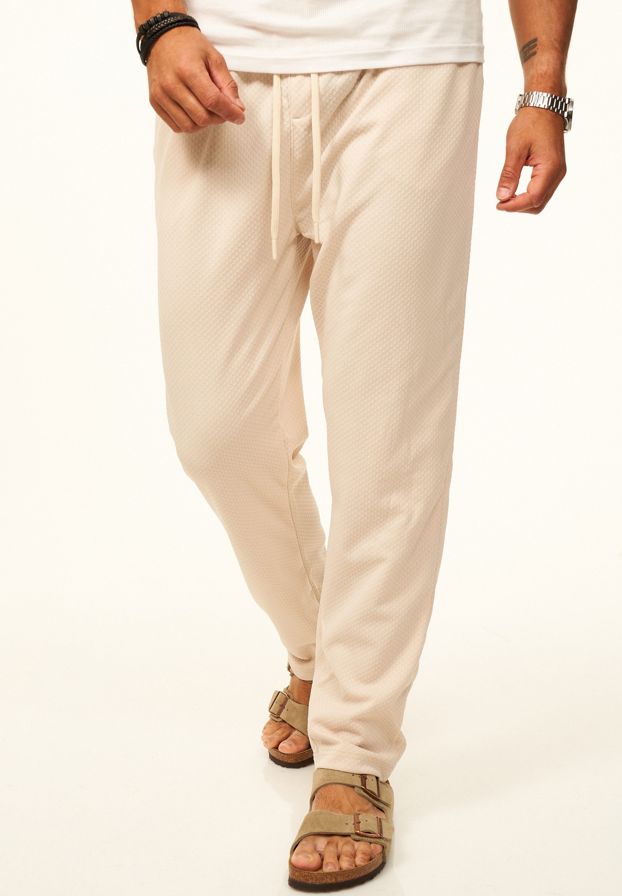 CARISMA Stoffhose als Sommerhose mit Gummibund & Kordel im Chinohose Stil Herren luftige Freizeithose mit Waffelstruktur - Jogginghose
