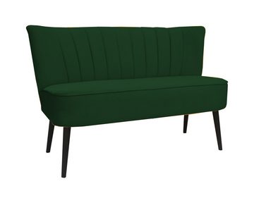 Furnix Sofa PROSANI 2-er Couch minimalistisch mit Ziernähten und Holzbeinen, Holzbeine, stabiles Kiefergestell, 115x87x70 cm