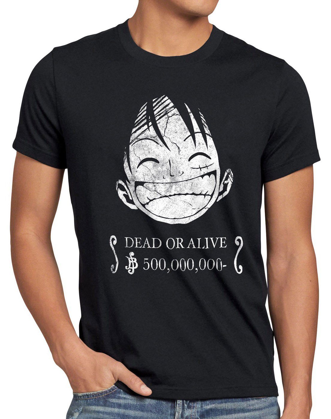 piratenbande Ruffy Dead Luffy or T-Shirt Monkey piece Print-Shirt Alive style3 Wanted D Herren one