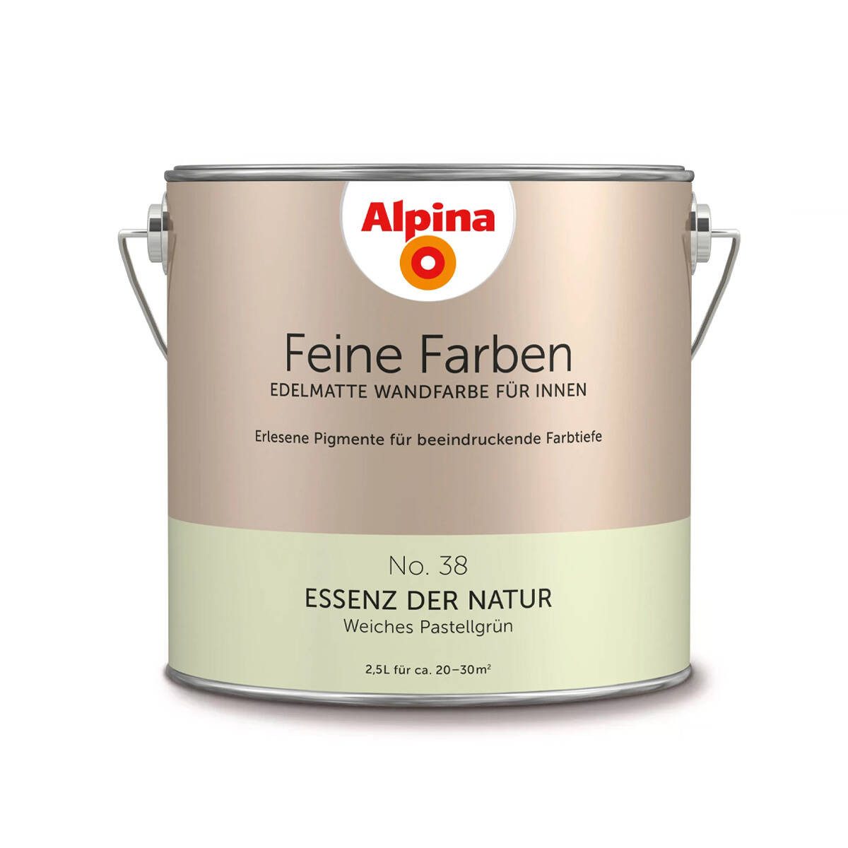 Alpina Wand- und Deckenfarbe Weiches Pastellgrün No. 38, Matt, wasserbasiert, ohne Grundierung, hochdeckend