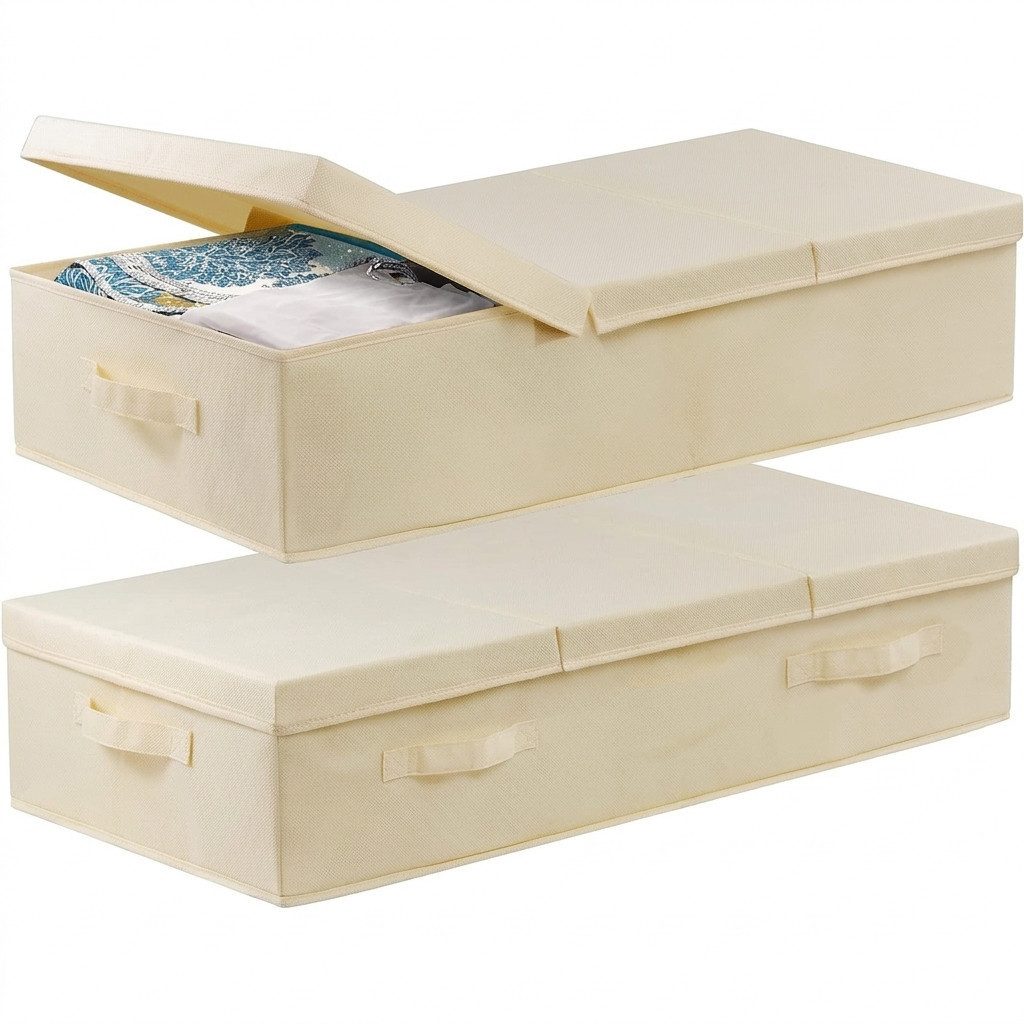 Allyson Unterbettkommode 2 Stück Faltbare Unterbett-Aufbewahrungsbox, Premium Bett-Organizer, Massive XXL-Ausführung, verstärkte Rahmenkonstruktion 81cm Tiefe