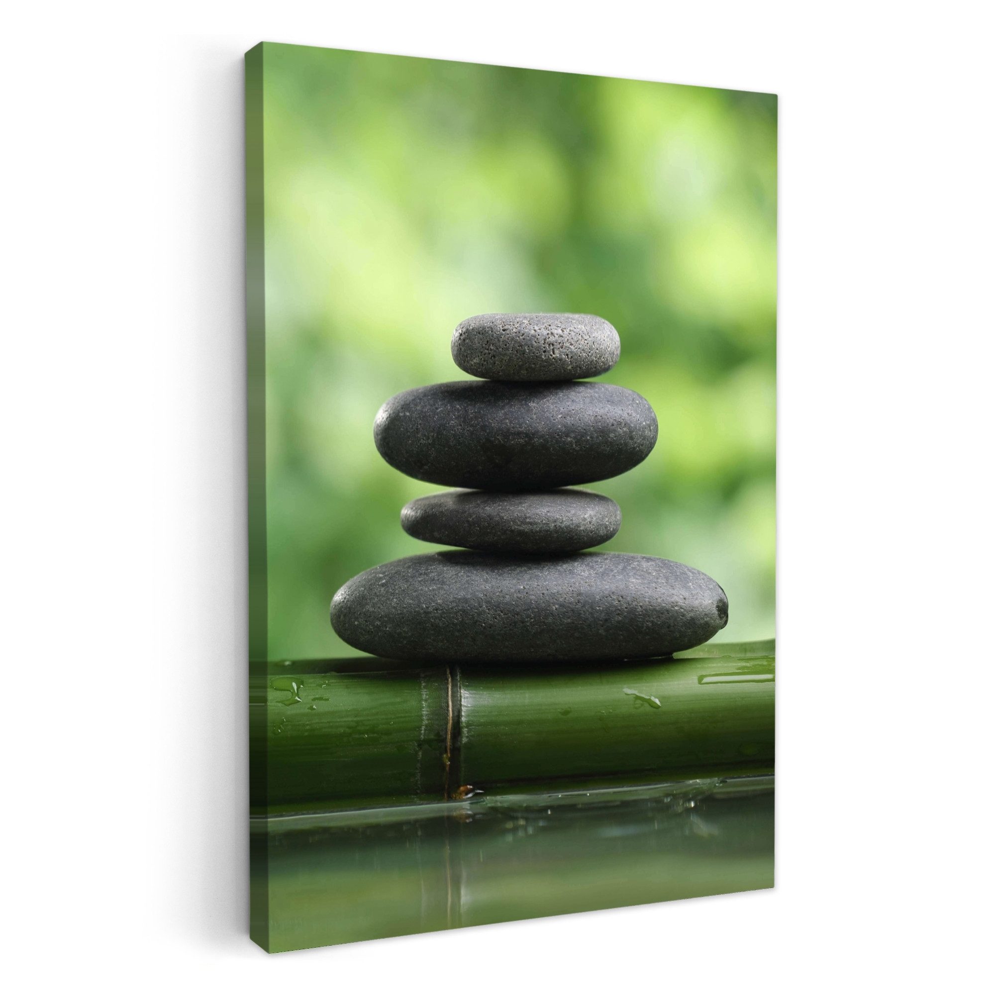 OneMillionCanvasses® Leinwandbild Zen - Stein - Grün - Natur - Bambus, Foto günstig online kaufen