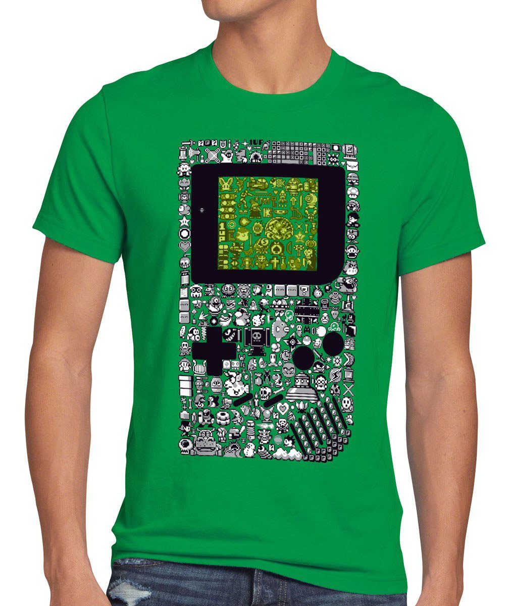 style3 Print-Shirt Herren T-Shirt 8Bit Gamer T-Shirt retro gaming boy switch nes wii luigi yoshi color n64 classic grün