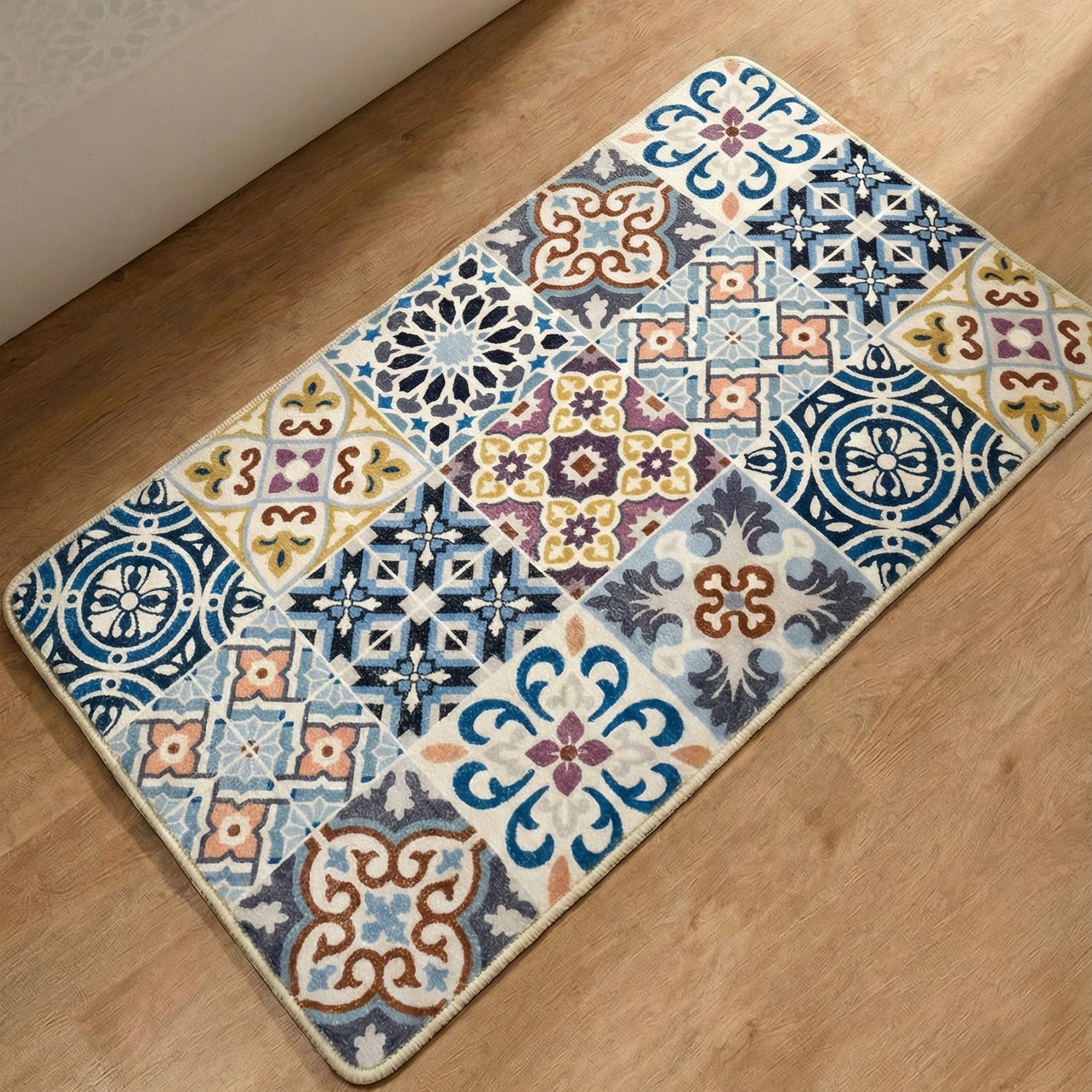 Gino Falcone Badematte Aquata GF-160, Badvorleger, Badezimmer Teppich, Höhe 7 mm, rutschhemmend beschichtet, fußbodenheizungsgeeignet, Kunstfaser, rechteckig, Badteppich, bedruckt, Fliesen Optik, rechteckig