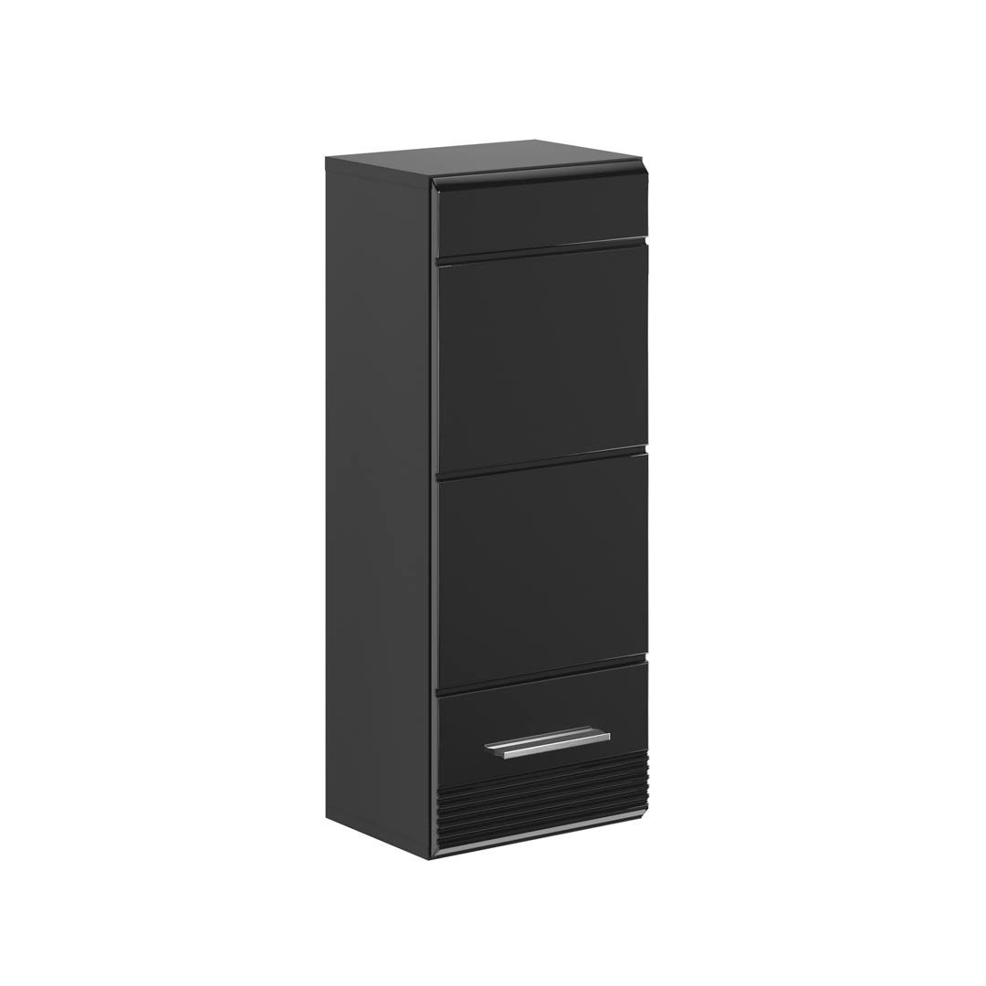 xonox.home Badezimmerspiegelschrank Linus Badschrank wandhängend 1 Tür Hochglanz schwa