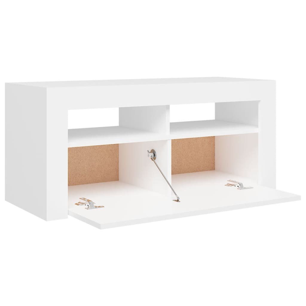 vidaXL TV-Schrank LED-Leuchten mit cm 90x35x40 (1-St) Weiß TV-Schrank