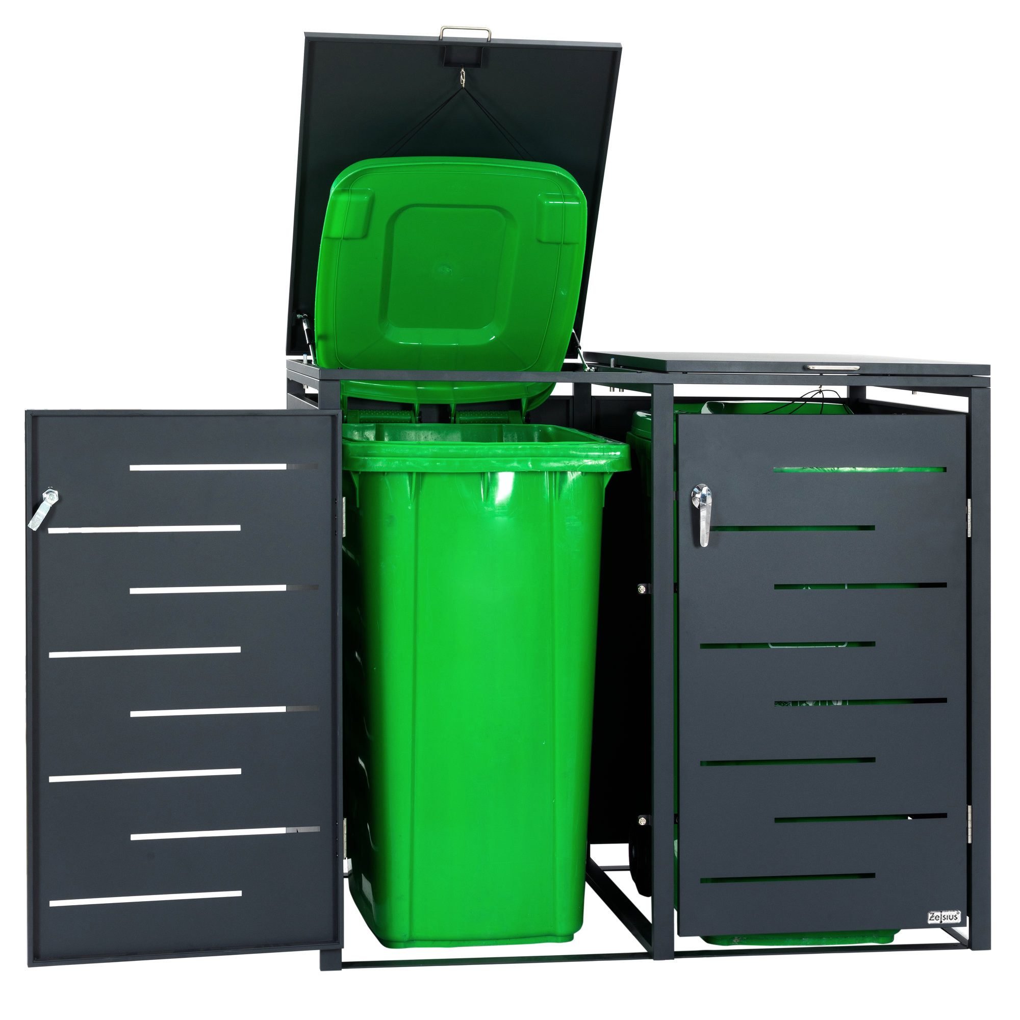 Zelsius Mülltonnenbox Mülltonnenbox für vier Mülltonnen, Anthrazit RAL 7016 (Set, Set für 4 Mülltonnen) – Bild 5 von 5