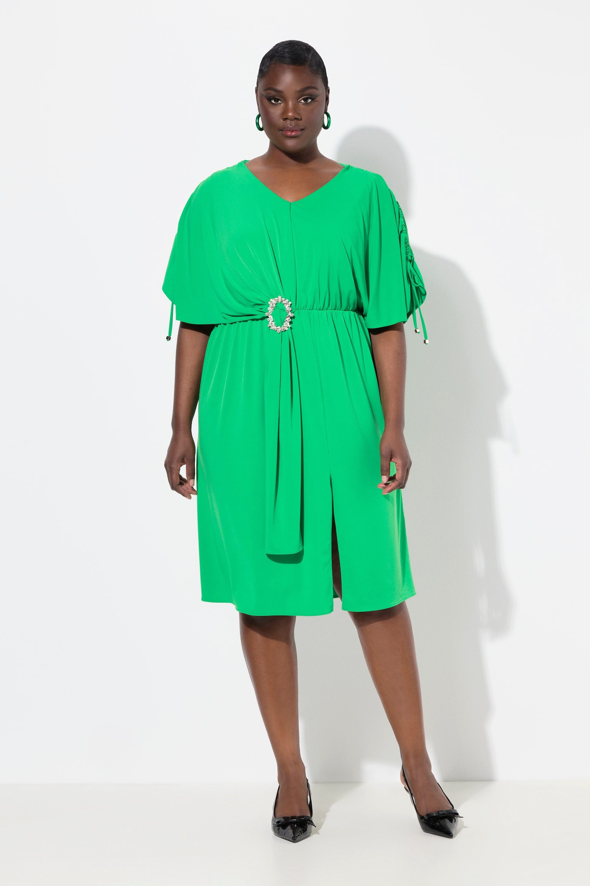 Ulla Popken Cocktailkleid Midikleid drapiert Oversized günstig online kaufen