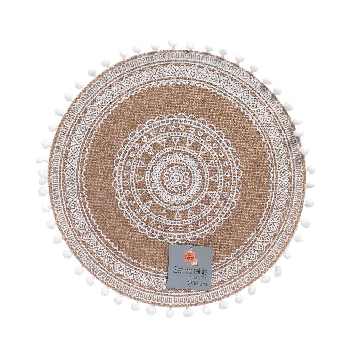 Douceur d'intérieur Dekomatte Platzmatte RENATA, Jute, mit Pompons, Ø 38 cm, Zubehör für Tischdekoration