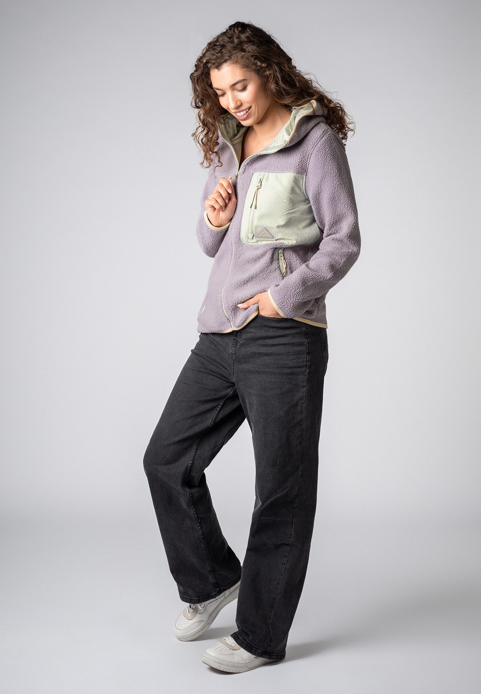 SUBLEVEL Fleecejacke Damen Fleecejacke mit Kapuze Fleecejacke Outdoorjacke Kuscheljacke