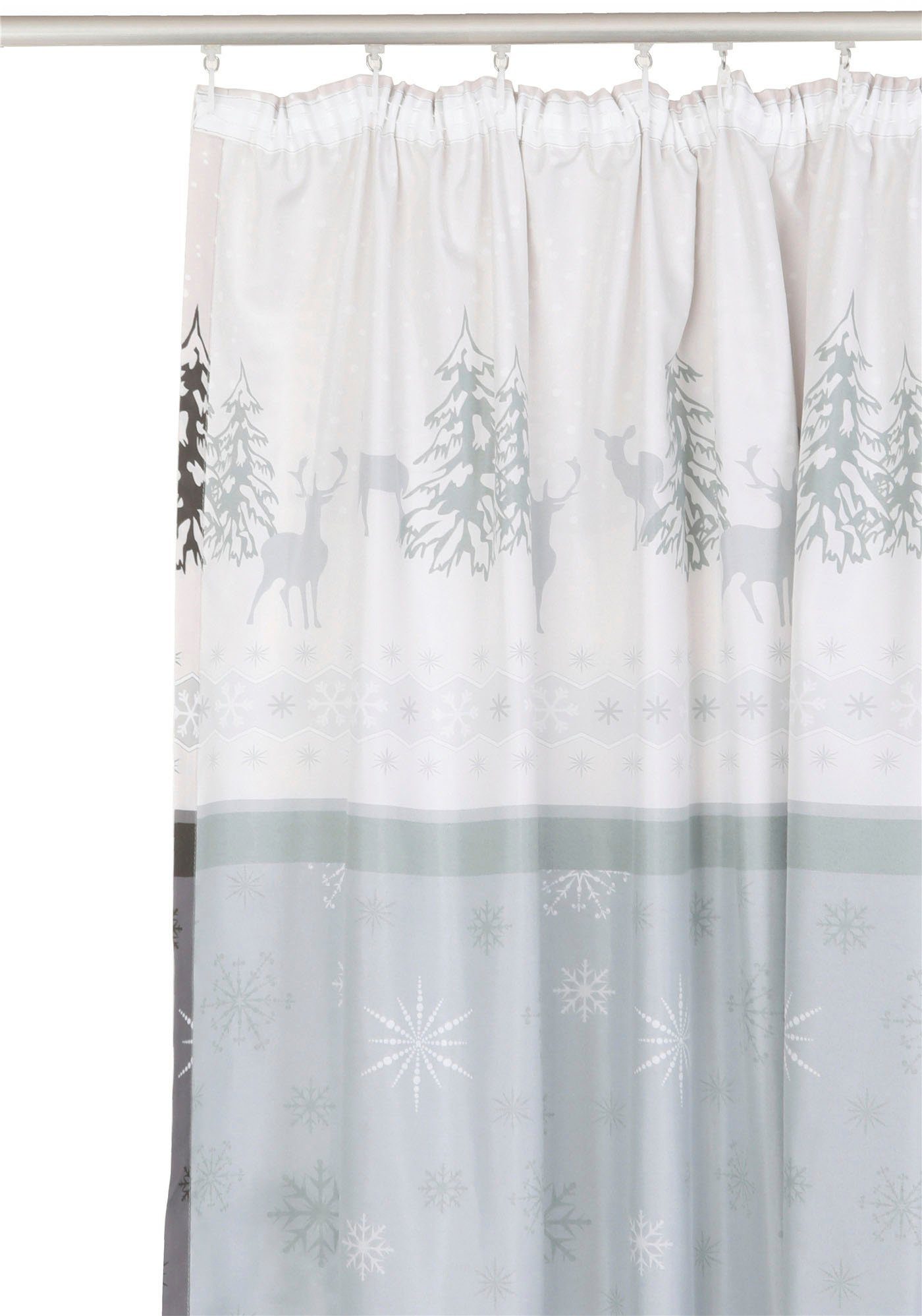 Kräuselband bedruckter (1 my home, mit Polyester, St), blickdicht, Weihnachtsdesign Microfaser Vorhang aus Venua,