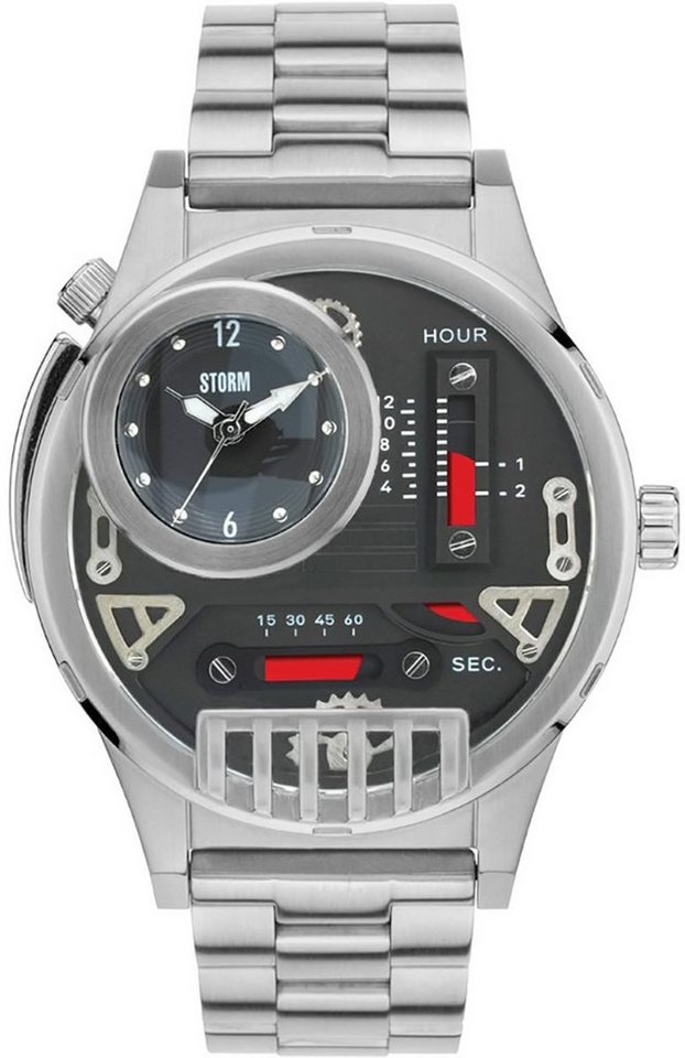 Herrenuhr Armbanduhr, extra Edelstahlarmband, rund, STORM Herren Storm Luxus-Style Quarzuhr (ca. groß 46mm),