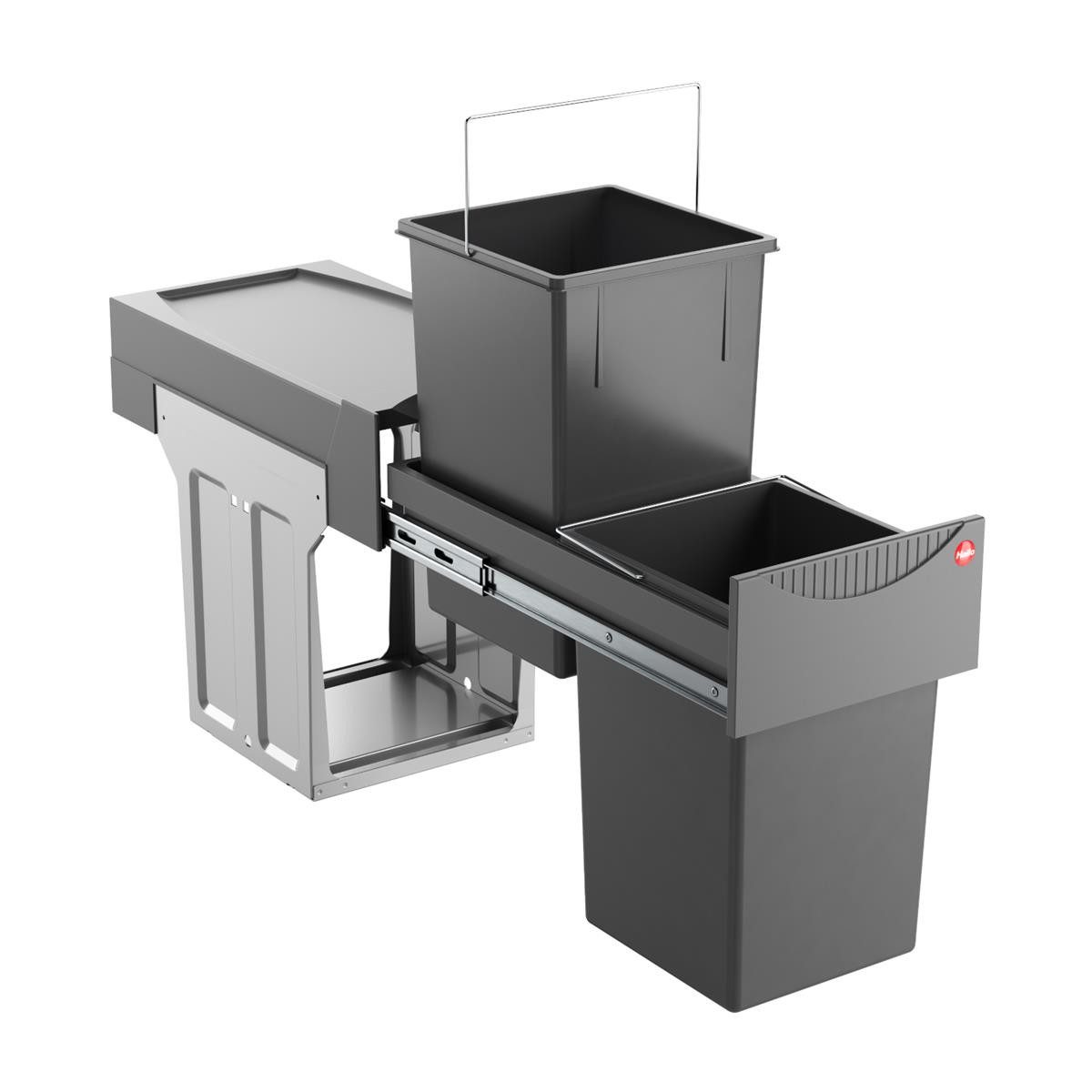 Hailo Einbaumülleimer Hailo Tandem Abfallsammler 2x15 L Vollauszug ab 30 cm, für Schrankbreite ab 300 mm mit Drehtür