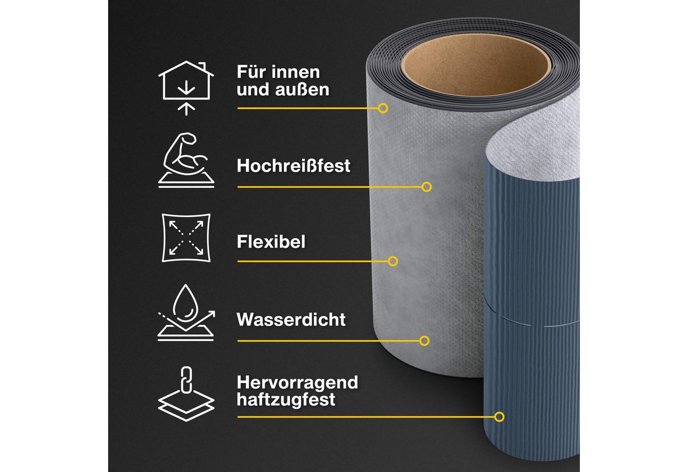 Thumbnail - None Dichtband Butylband 5m Rolle Butyldichtband Elastisches Butyl-Dichtband Haftverbund mit Kunststoff, Metall, Glas, P...