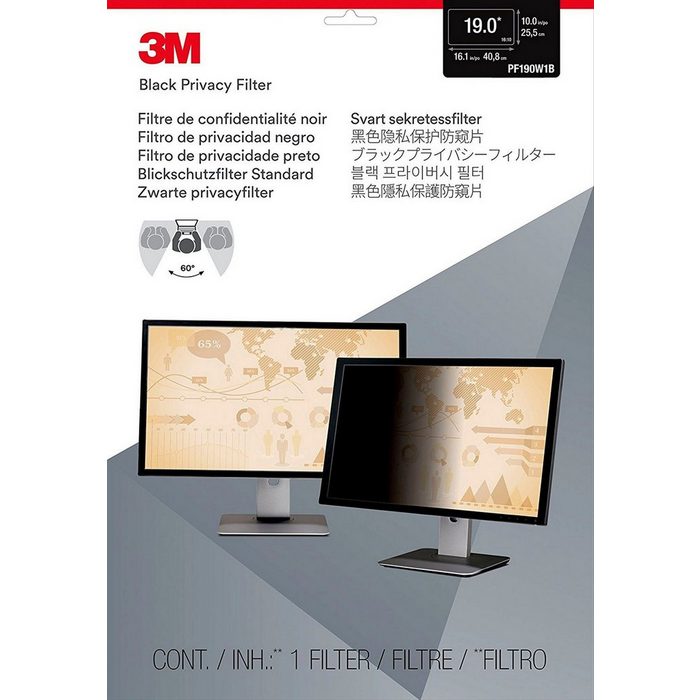 3M Schutzfolie PF19.0W Blickschutzfilter Standard für Desktop 48 3 cm (19 Zoll)