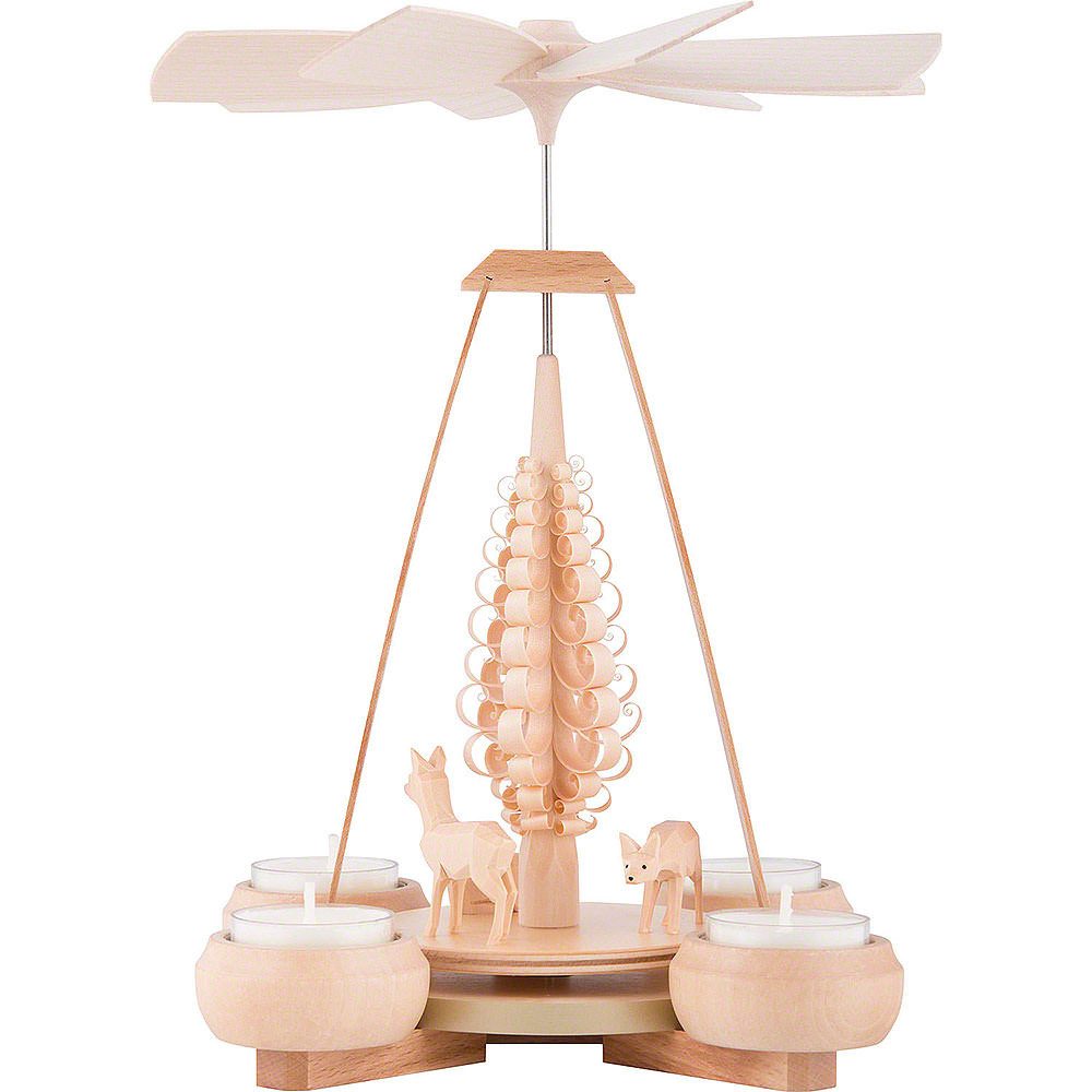 Müller Kleinkunst GmbH Seiffen Weihnachtspyramide 1-stöckige Pyramide Rehe geschnitzt (24cm) von Müller Kleinkunst