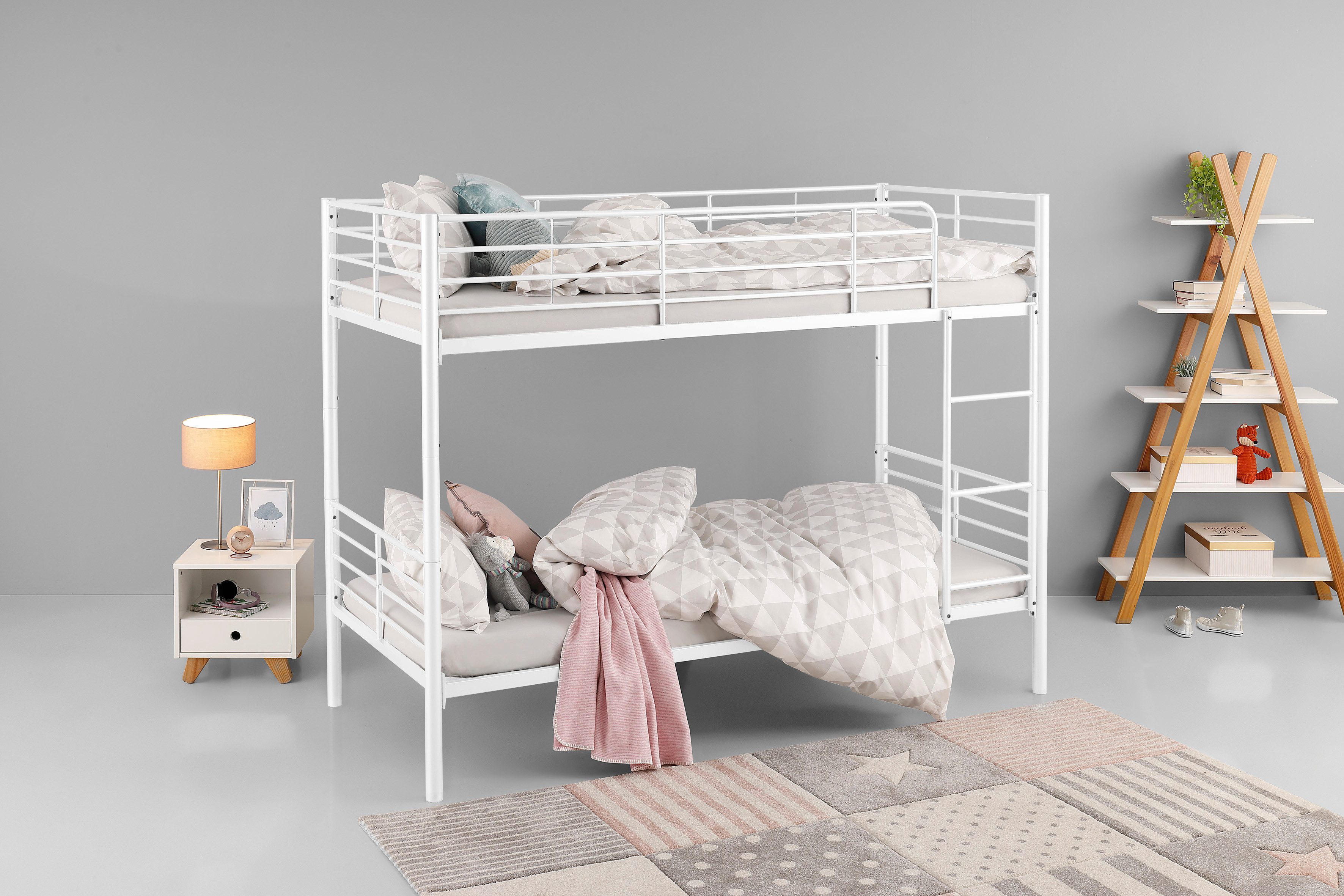 Lüttenhütt Etagenbett Hayo, Metallbett, Stockbett, in mehreren Farben, schlicht und elegant, teilbar zu zwei Einzelbetten, perfekt für kleine Räume