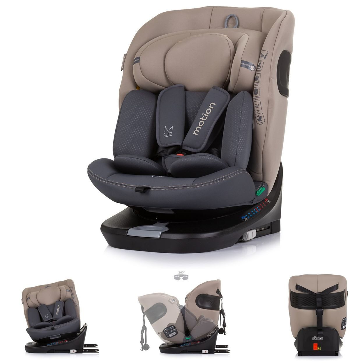 Chipolino Autokindersitz i-Size Kindersitz Motion, ab: 0, bis: 12, (40 - 150 cm) Isofix 360° drehbar verstellbar