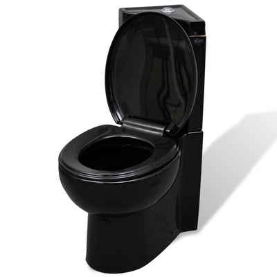 vidaXL Tiefspül-WC »Keramik WC Toilette Ecke Schwarz«