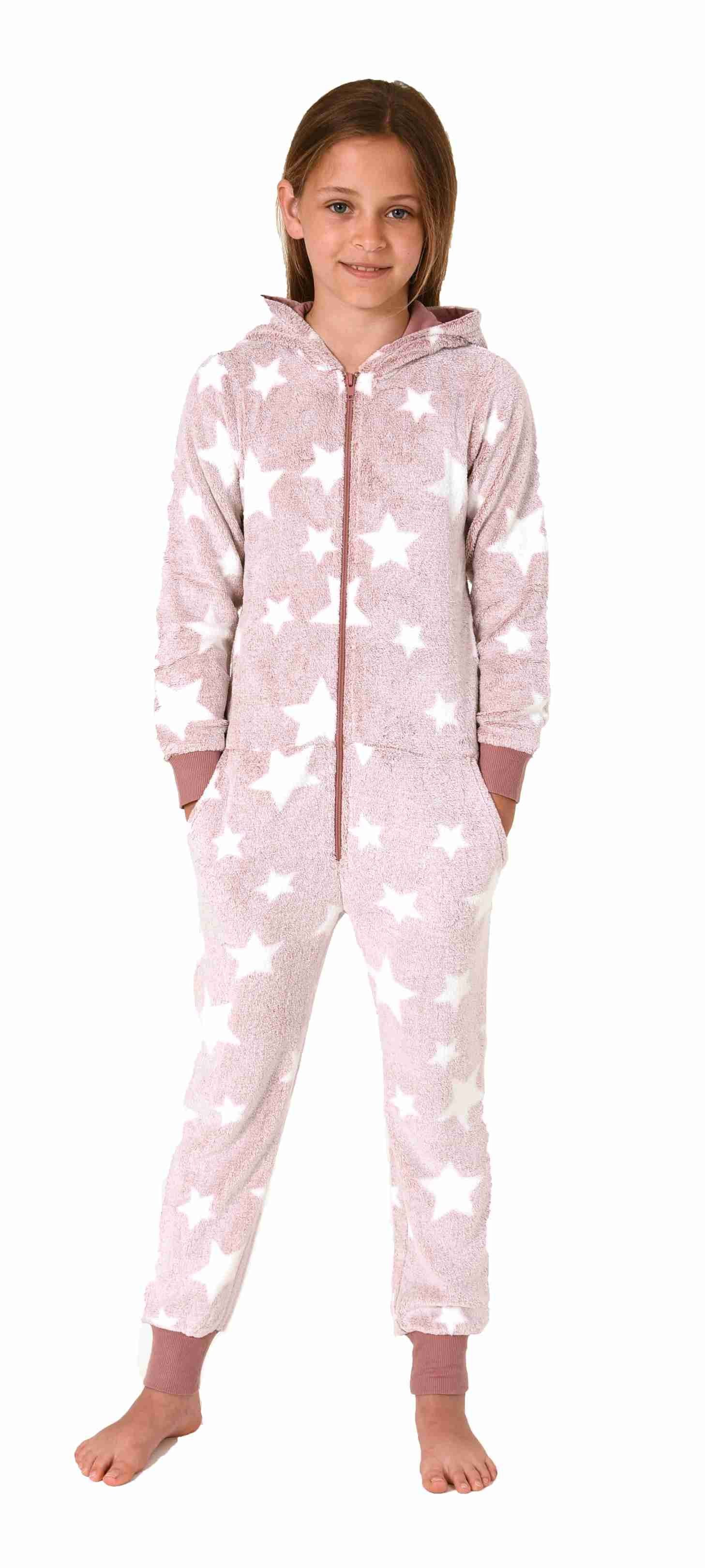 Normann Pyjama Mädchen Schlafanzug Jumpsuit Overall in Sterneoptik
