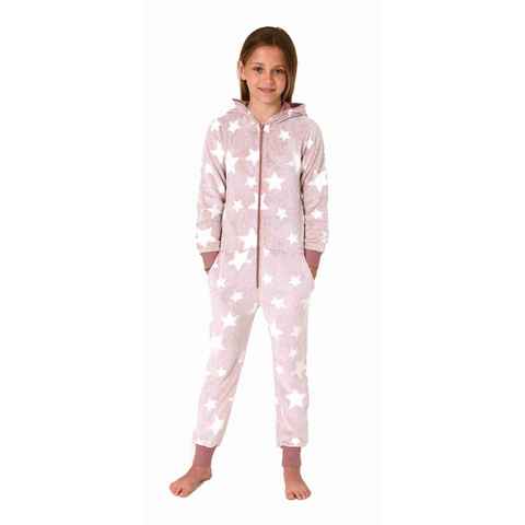 Normann Pyjama Mädchen Schlafanzug Jumpsuit Overall in Sterneoptik