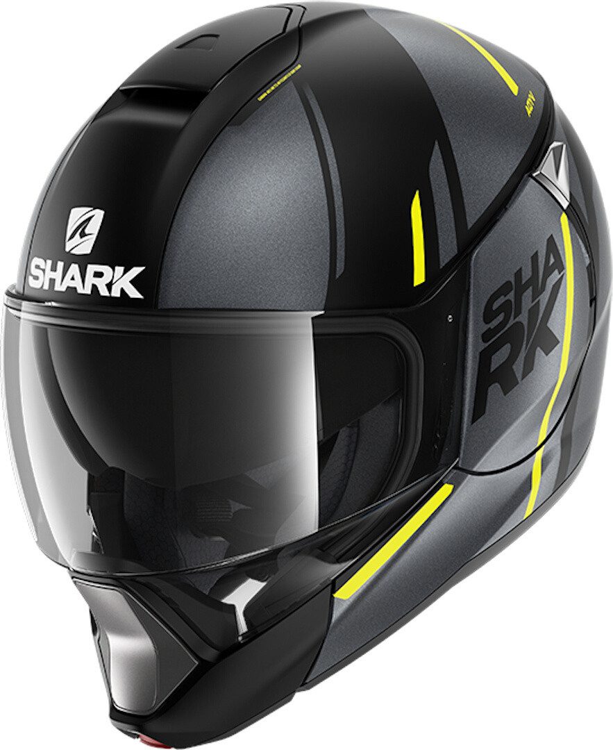 Shark Motorradhelm Evojet Vyda Mat Klapphelm, vorbereitet für Kommunikationssystem,integriertes Sonnenvisier