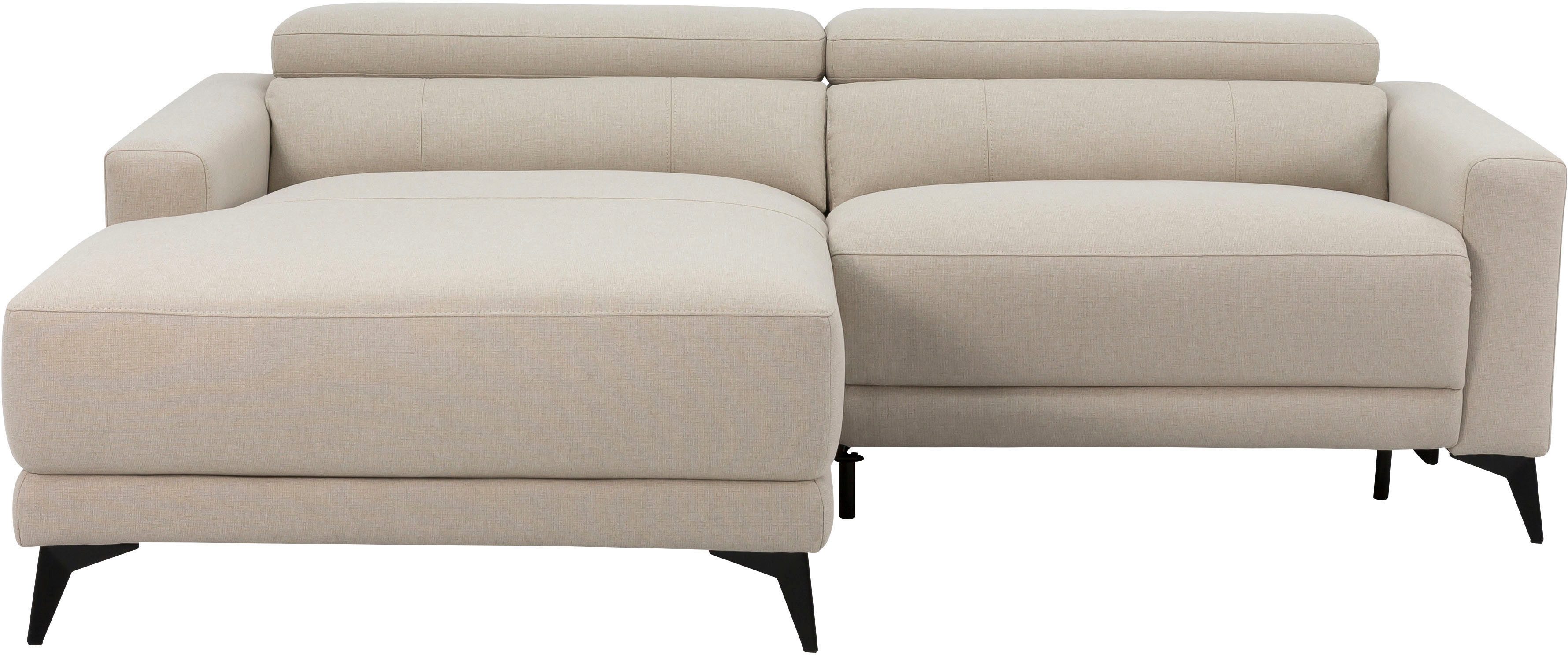 OTTO home Ecksofa LEWII, L-Form, 213 cm - elektr. Relaxfunktion, mit USB A/C-Anschluss. Federkern, verstellbaren Kopfstützen, Webstoff