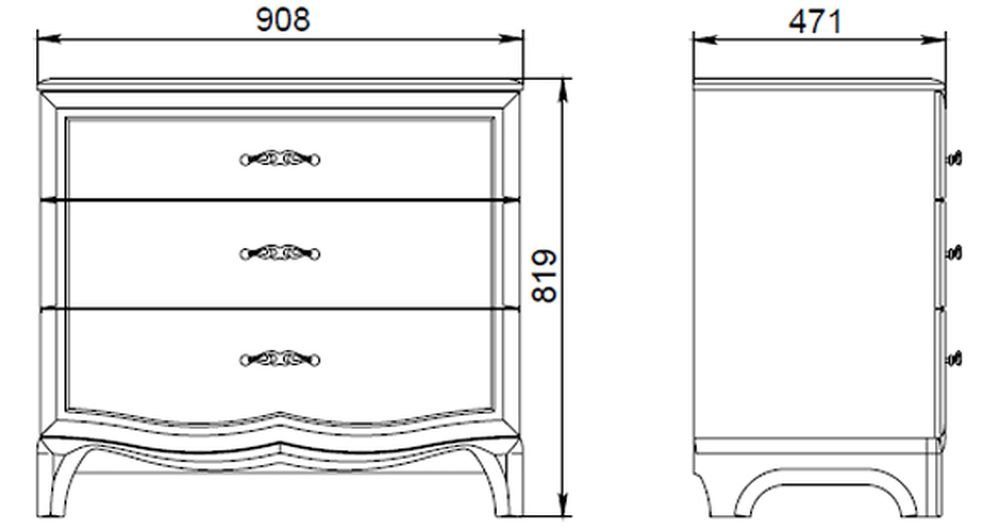 1 (Set, Tiffanie 1 Schubkastenkommode - Feldmann-Wohnen Wandspiegel) Schubladenkommode