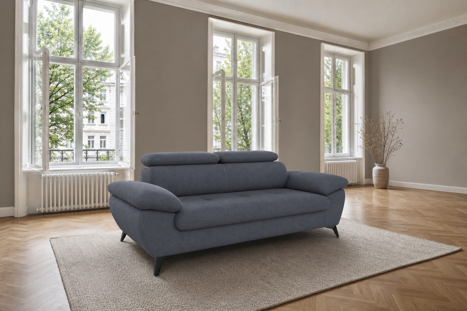 foamnova 3-Sitzer Karlstad, kompakt, komfortabel, Maße B 215 x T 100 x H 84 cm, Verschraubter Holzrahmen & Kaltschaum, langlebig