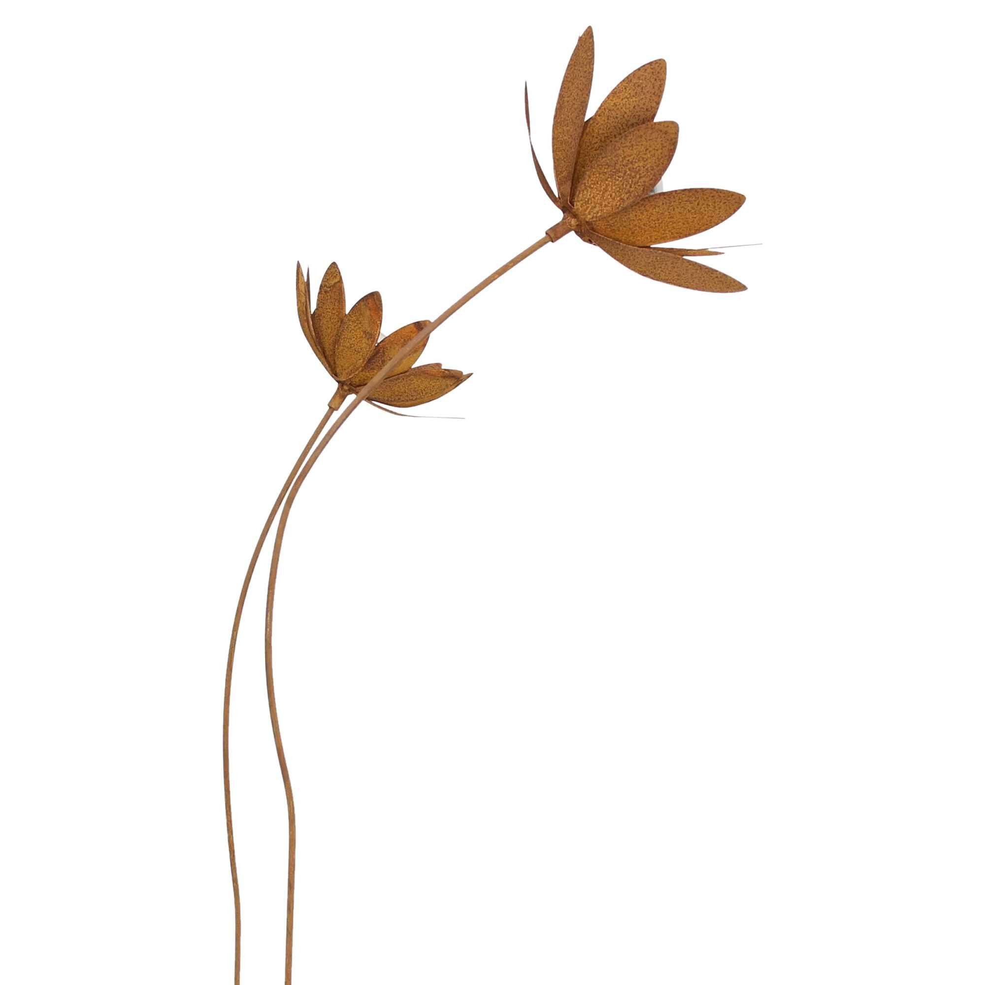 Dekoleidenschaft Gartenstecker "Blume" Metall mit Rost Finish, rostige Outdoor Metalldeko, Rostdeko (2-St., im Set) 85 + 105 cm hoch, Metallstecker, Gartendeko  – Bild 3 von 5