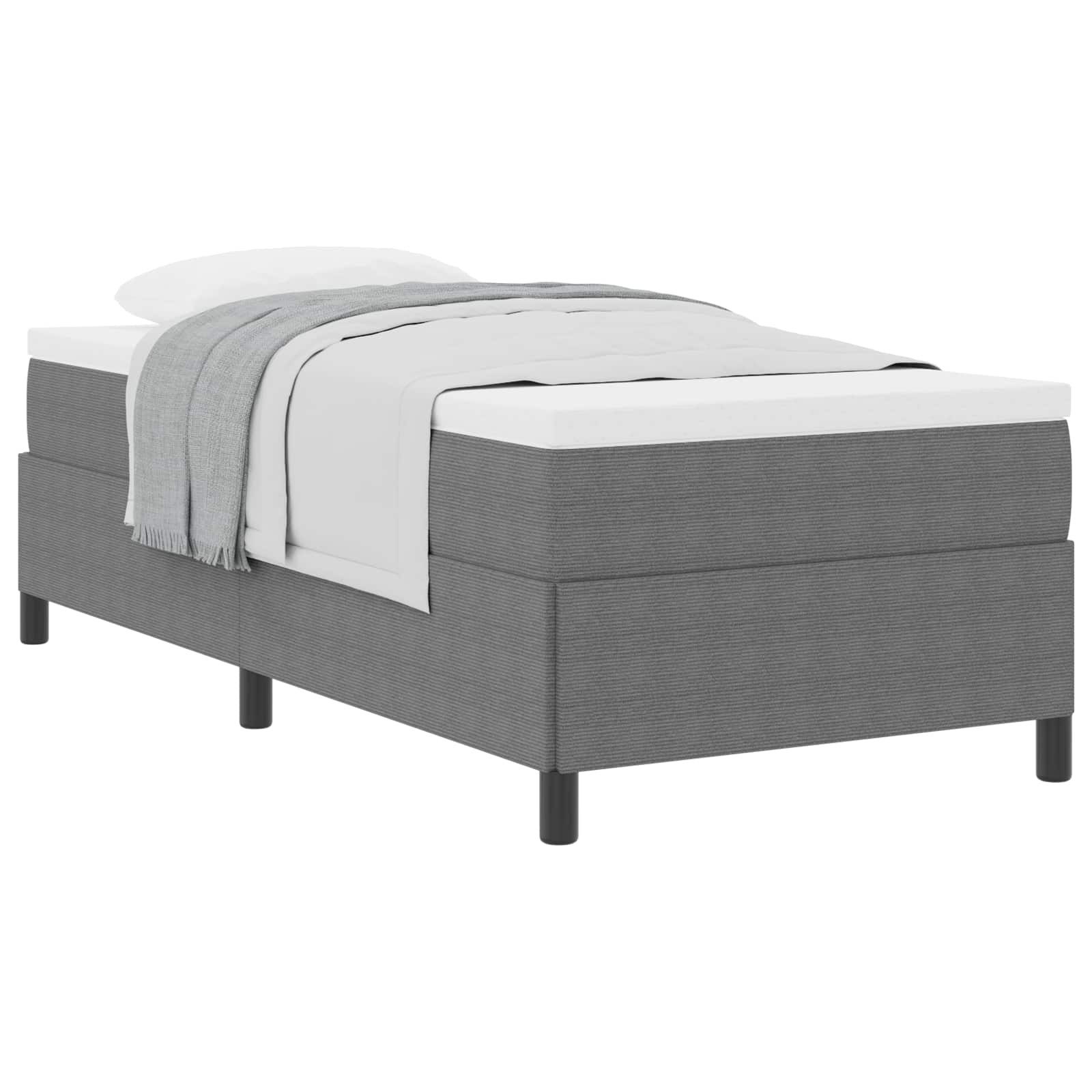 vidaXL Bett Boxspringbett Hellgrau 90 x 190 cm Cordstoff (1-tlg)