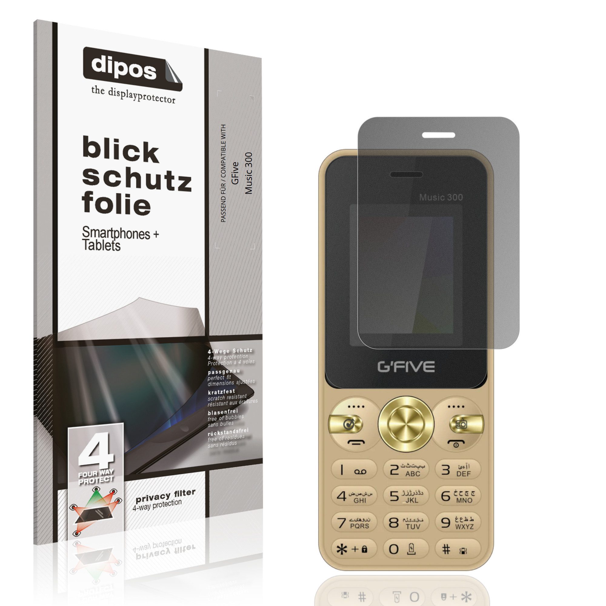 dipos Displayschutzfolie Schutzfolie für GFive Music 300, 1 Stück, Displayschutz Schutz Folie Made in Germany