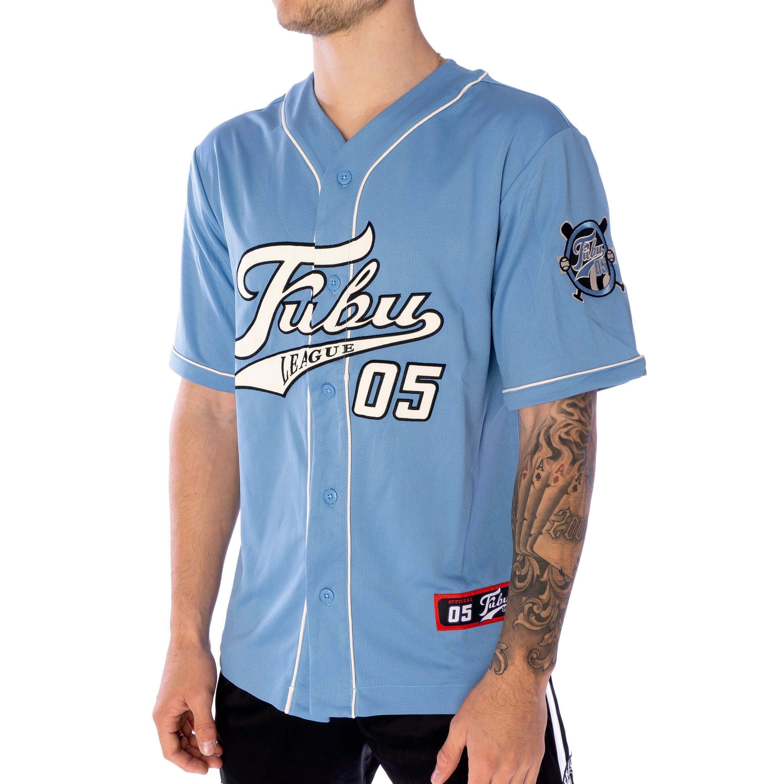 Fubu T-Shirt Fubu Varsity Baseball Jersey Shirt Herren Hemd hellblau (1-tlg)