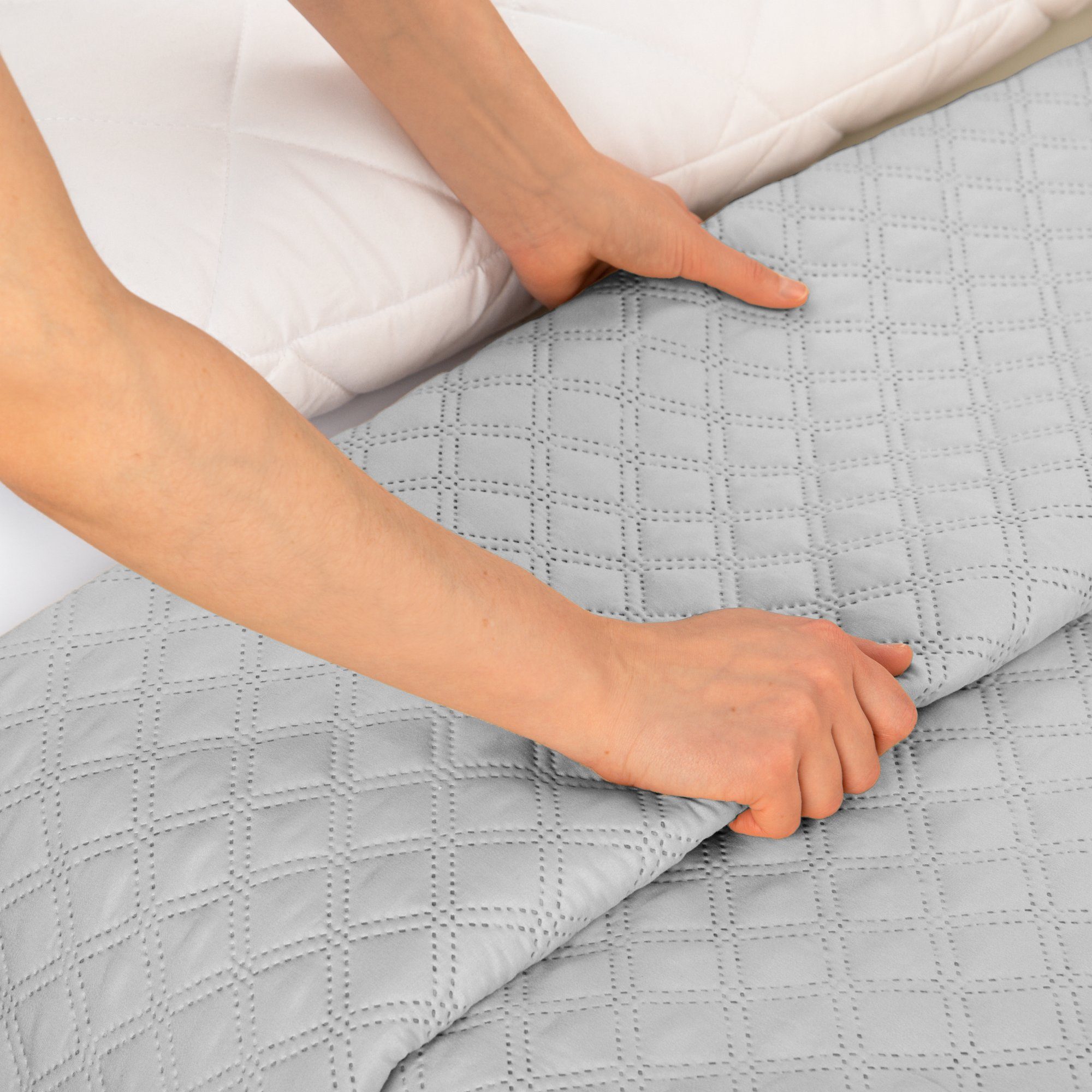 Beautissu Tagesdecke Tagesdecke Bettüberwurf Olivia, 240x220cm, Dunkel Hell Grau, Tagesdecke Bettüberwurf für Boxspringbett & Sofa in Steppoptik – Bild 5 von 5