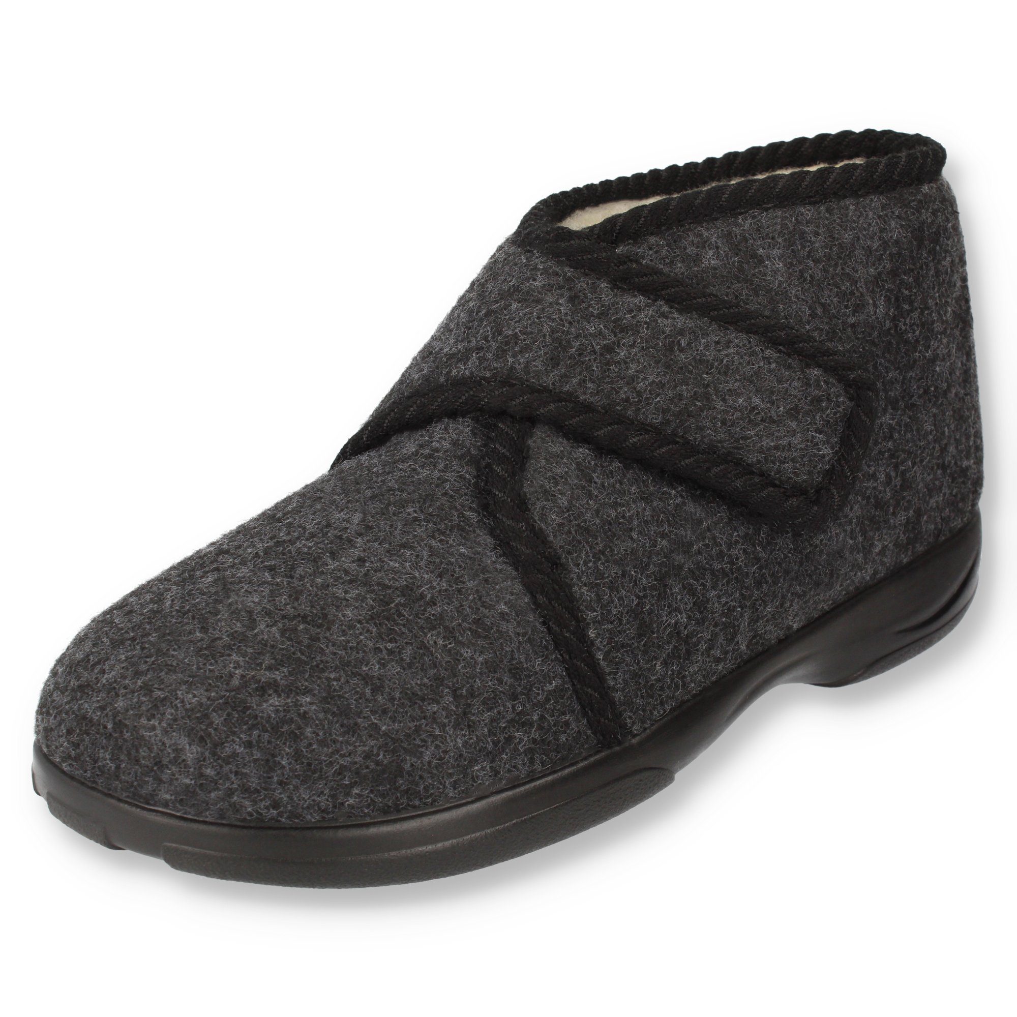 filsko Hedlunda Herren Filz Hausschuh (1 Paar, rutschhemmende EVA-Sohle) Klettverschluss, mit Schafwolle gefüttert