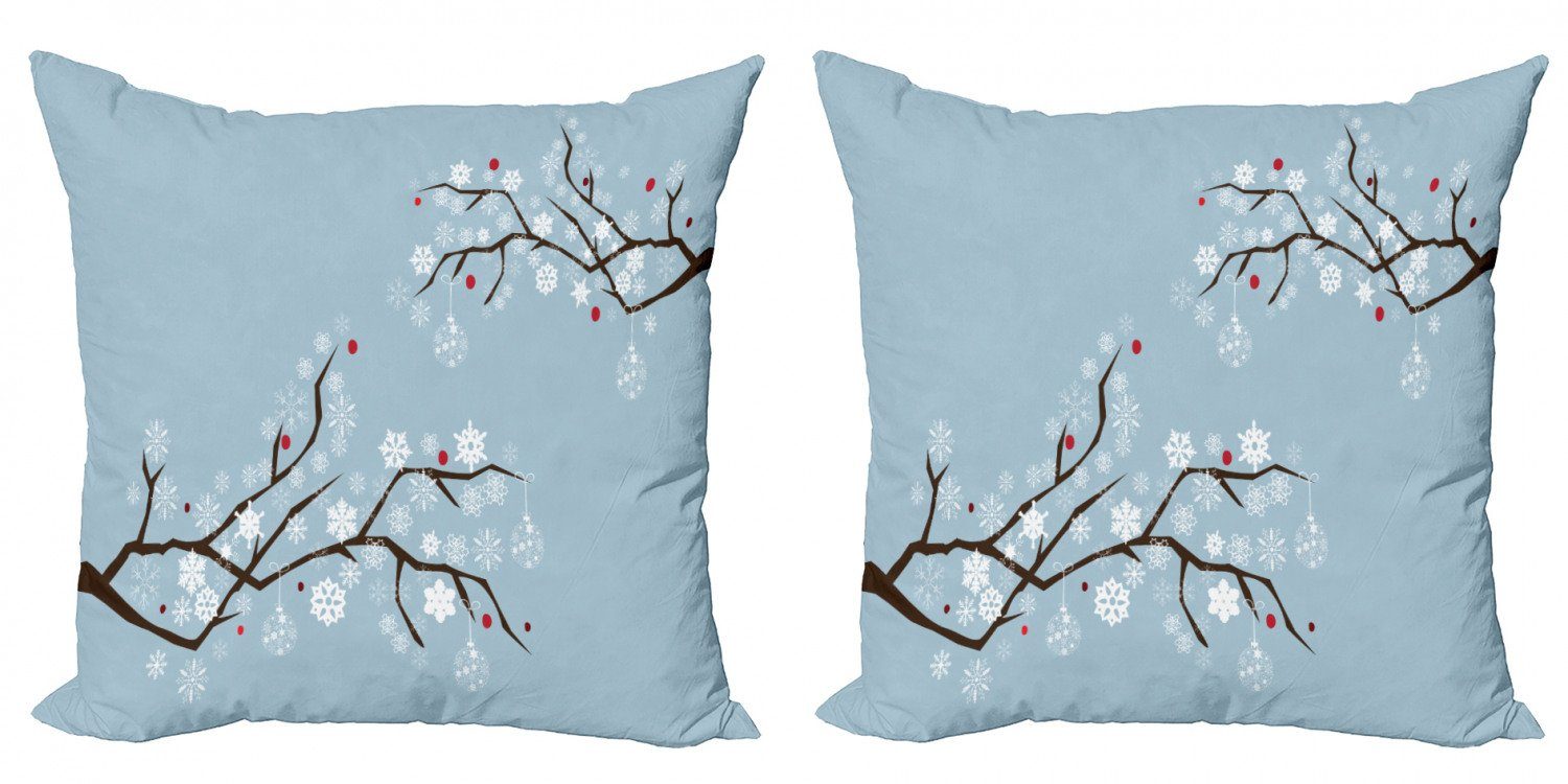 Snowy-Bäume Kissenbezüge Stück), (2 Accent auf Modern Doppelseitiger Digitaldruck, Schneeflocken Branchen Abakuhaus