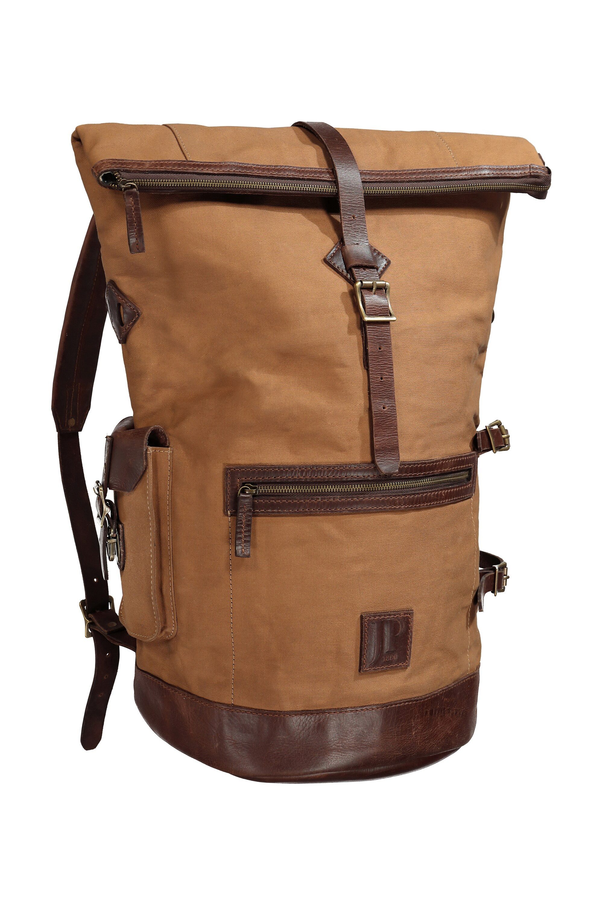 JP1880 Fleecehandschuhe Rucksack aus gewachstem Canvas und und Sattelleder – Bild 2 von 5