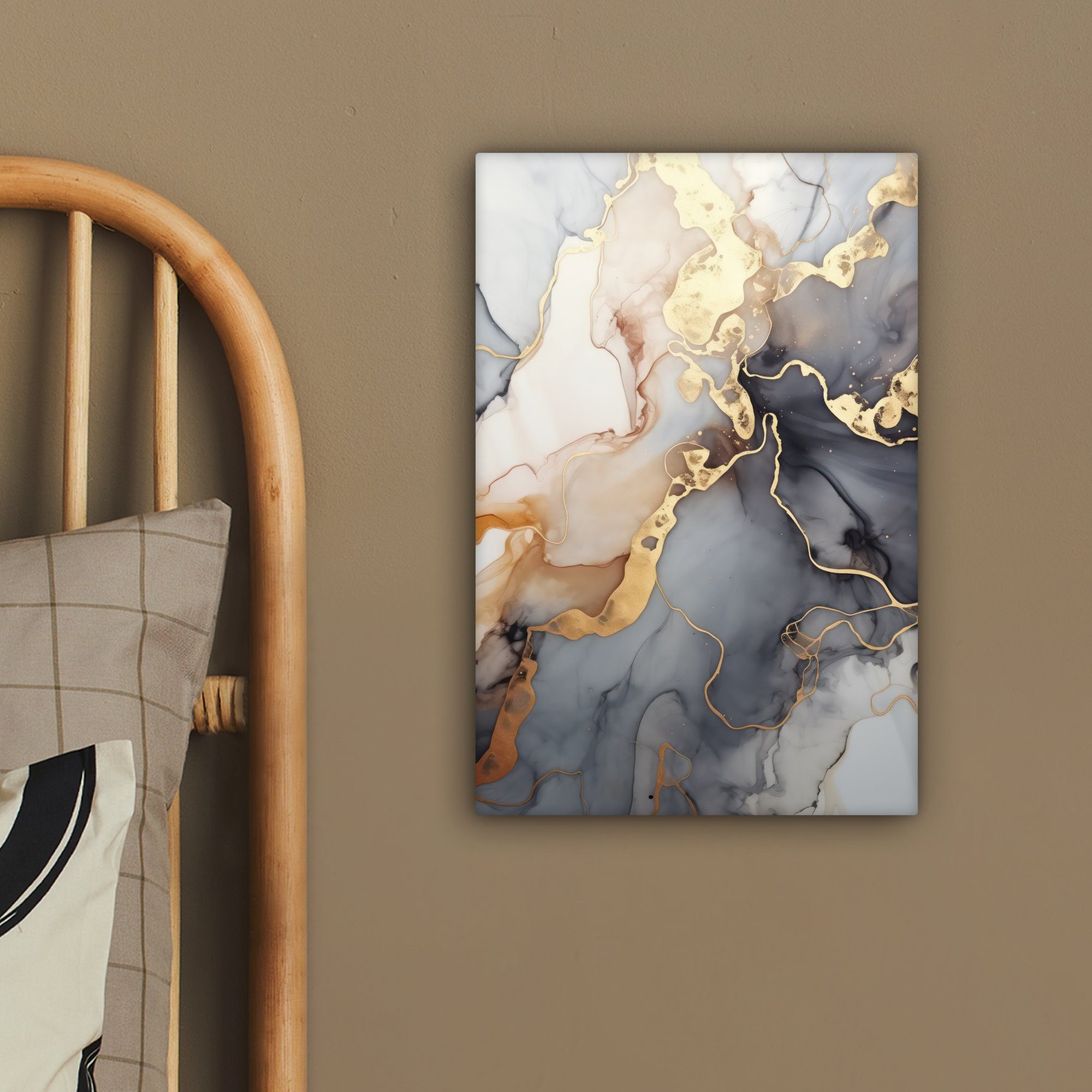 OneMillionCanvasses® Leinwandbild Marmor - Schwarz - Gold - Weiß, Fotodruck (1 St), Leinwand Bilder Klein, Wand Dekoration Aesthetic 30x20 cm – Bild 4 von 5