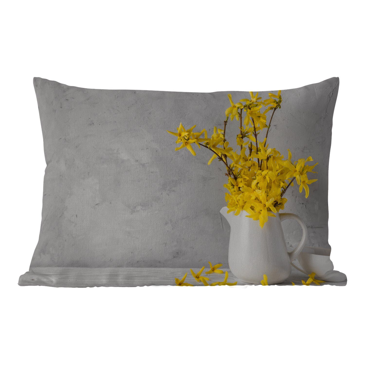 MuchoWow Dekokissen Blumen - Gelb Outdoor-Dekorationskissen, Polyester, - Stilleben, Dekokissenbezug, Kissenhülle