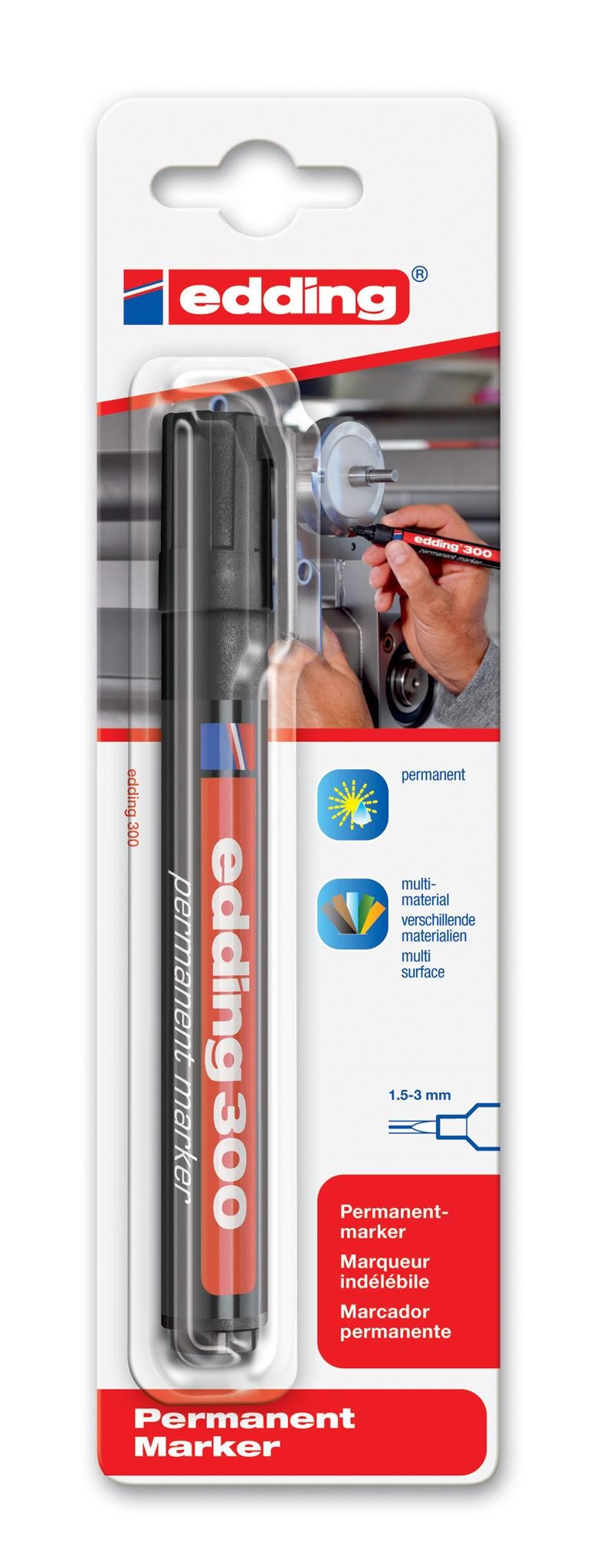 Marker Edding Permanentmarker 300 1er-Blister schwarz