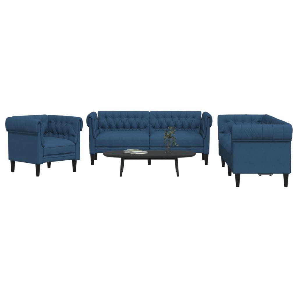 vidaXL Sofa 3-tlg. Sofagarnitur Blau Stoff