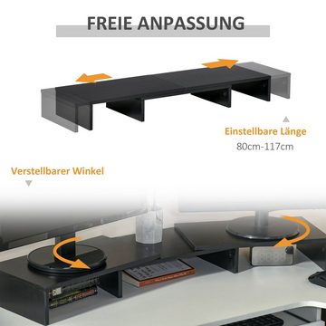 Vinsetto Monitorständer Monitor-Halterung, (Set, 1-tlg., Monitorständer, Monitorständer verstellbar doppelter Bildschirmständer Holzregal)