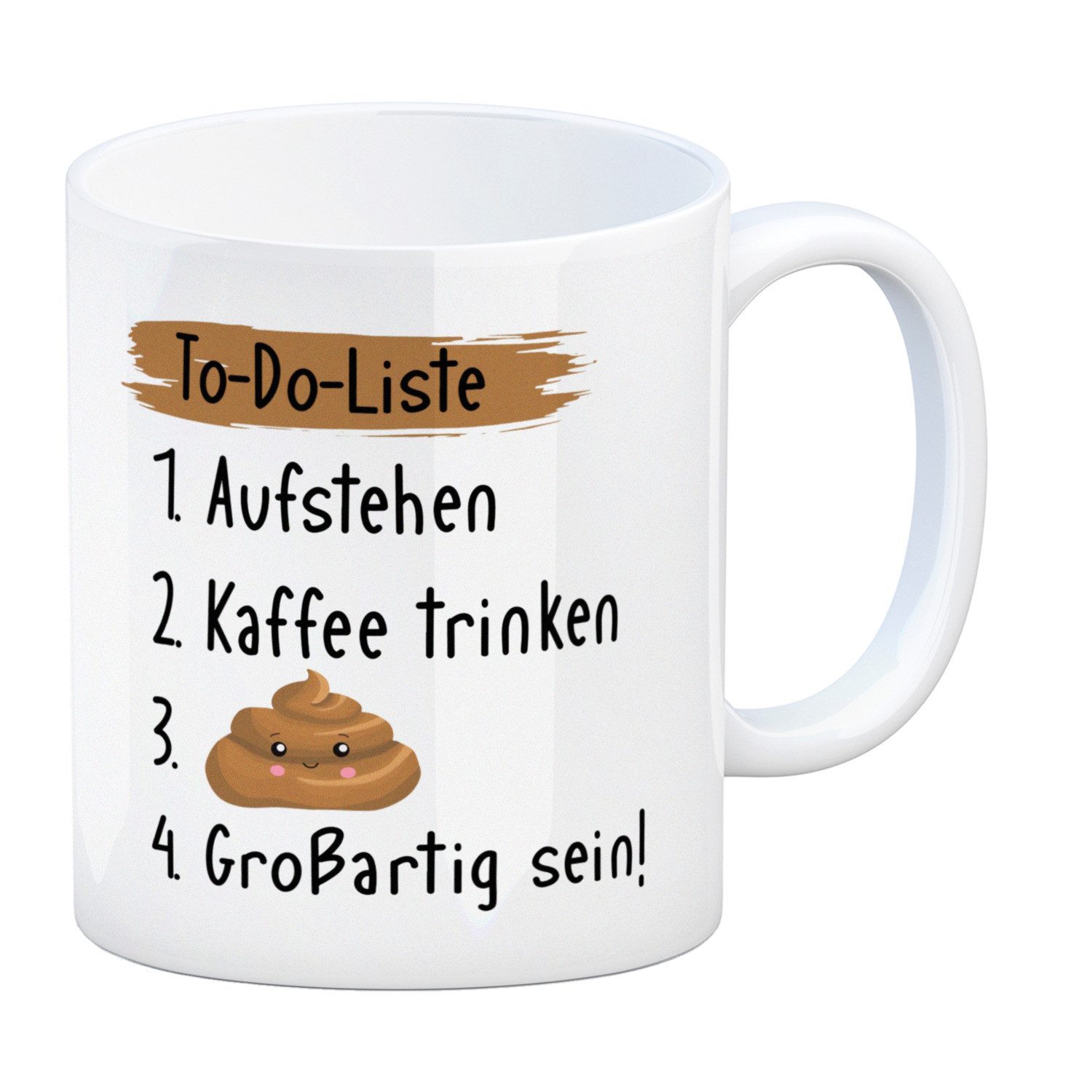 Tasse To-Do Liste Morgenroutine Kaffeebecher mit Spruch