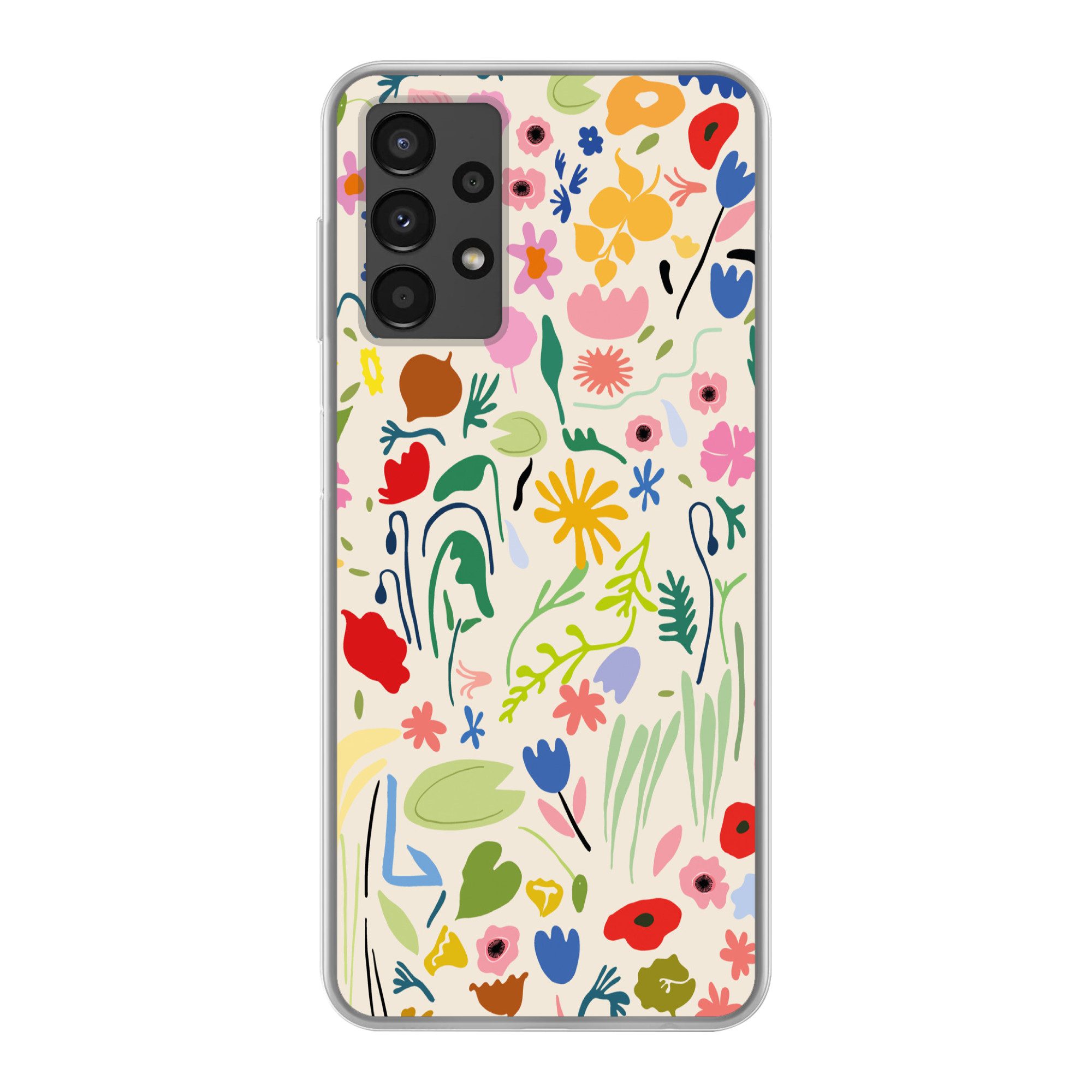 MuchoWow Handyhülle für Samsung Galaxy A13 4G Blumen - Muster - Pflanzen, Smartphone-Bumper, Print, Handy Schutzhülle Dünn