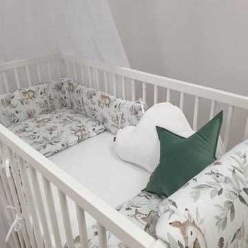 Babybettbezug Baby Bett Set 170 Reh grün- für Babybett 70x140 Bett Ausstattung, Babymajawelt (5 St), Modernes Design, Top Baumwolle, Made in EU