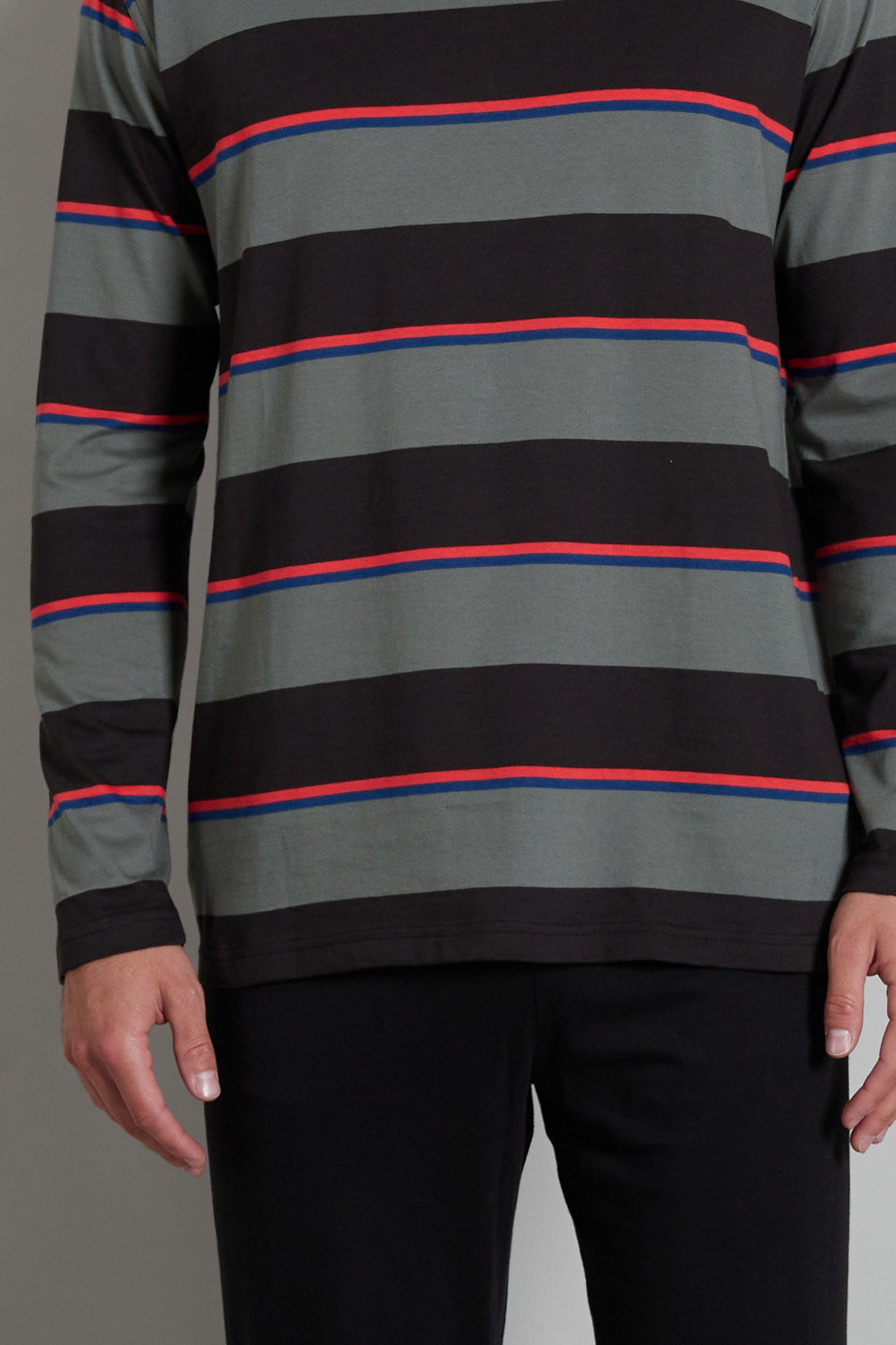 CECEBA Pyjama CECEBA Herren Pyjama grau quergestreift (1 tlg)