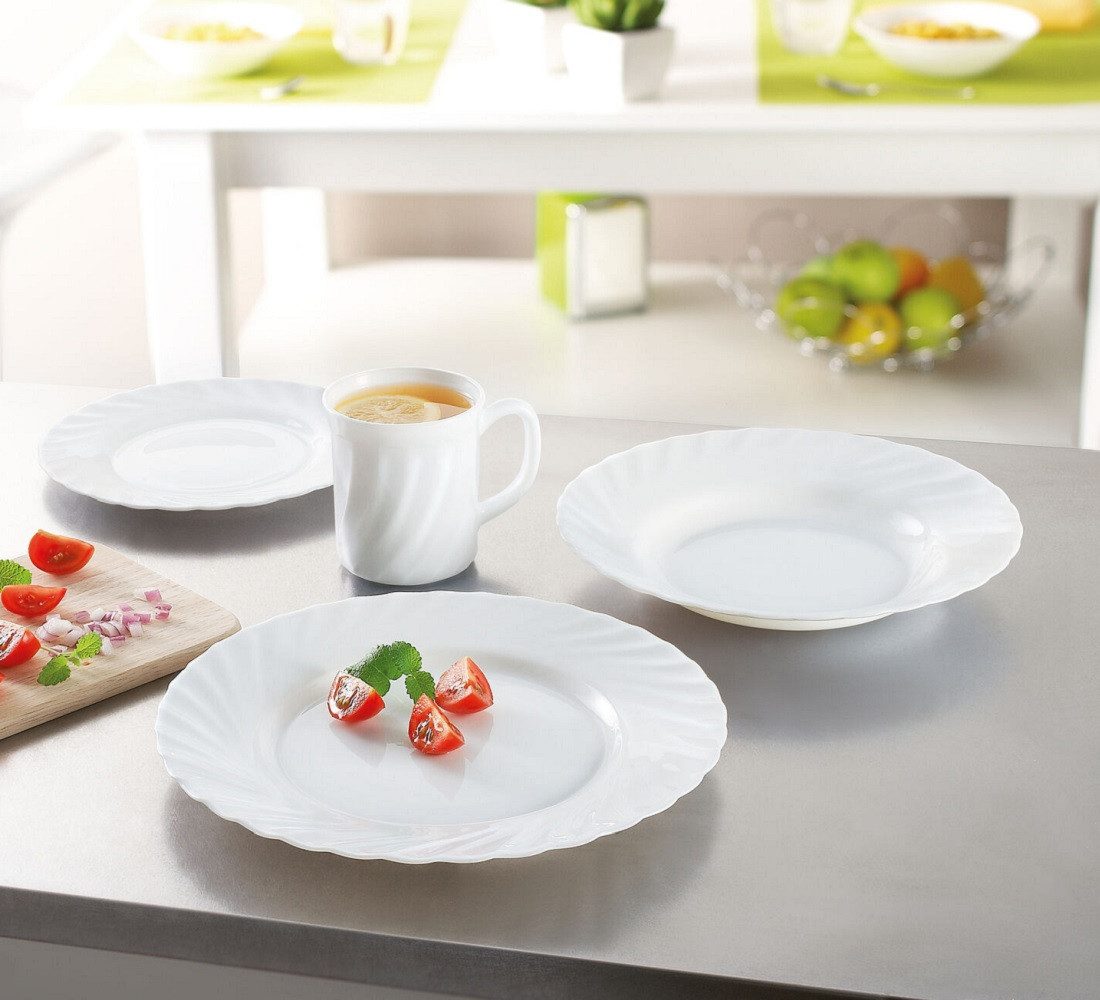 Arcoroc Becher Arcoroc Trianon White Becher mit Henkel 6er set, Glas
