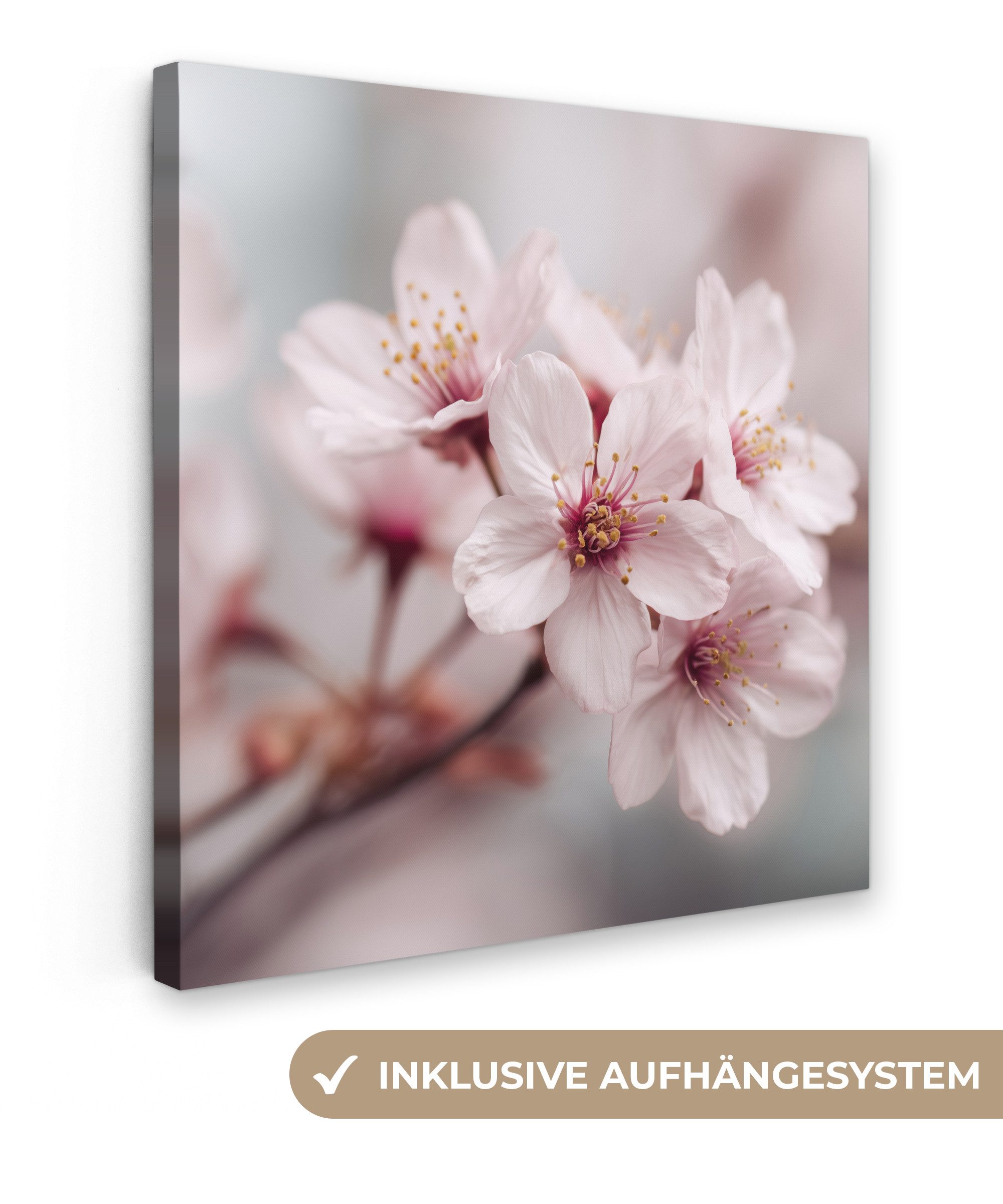 OneMillionCanvasses® Leinwandbild Blüten - Staubgefäße - Gelb - Unscharf, Fotodruck (1 St), Wandbild, Deko Schlafzimmer Wohnzimmer Flur 20x20 cm