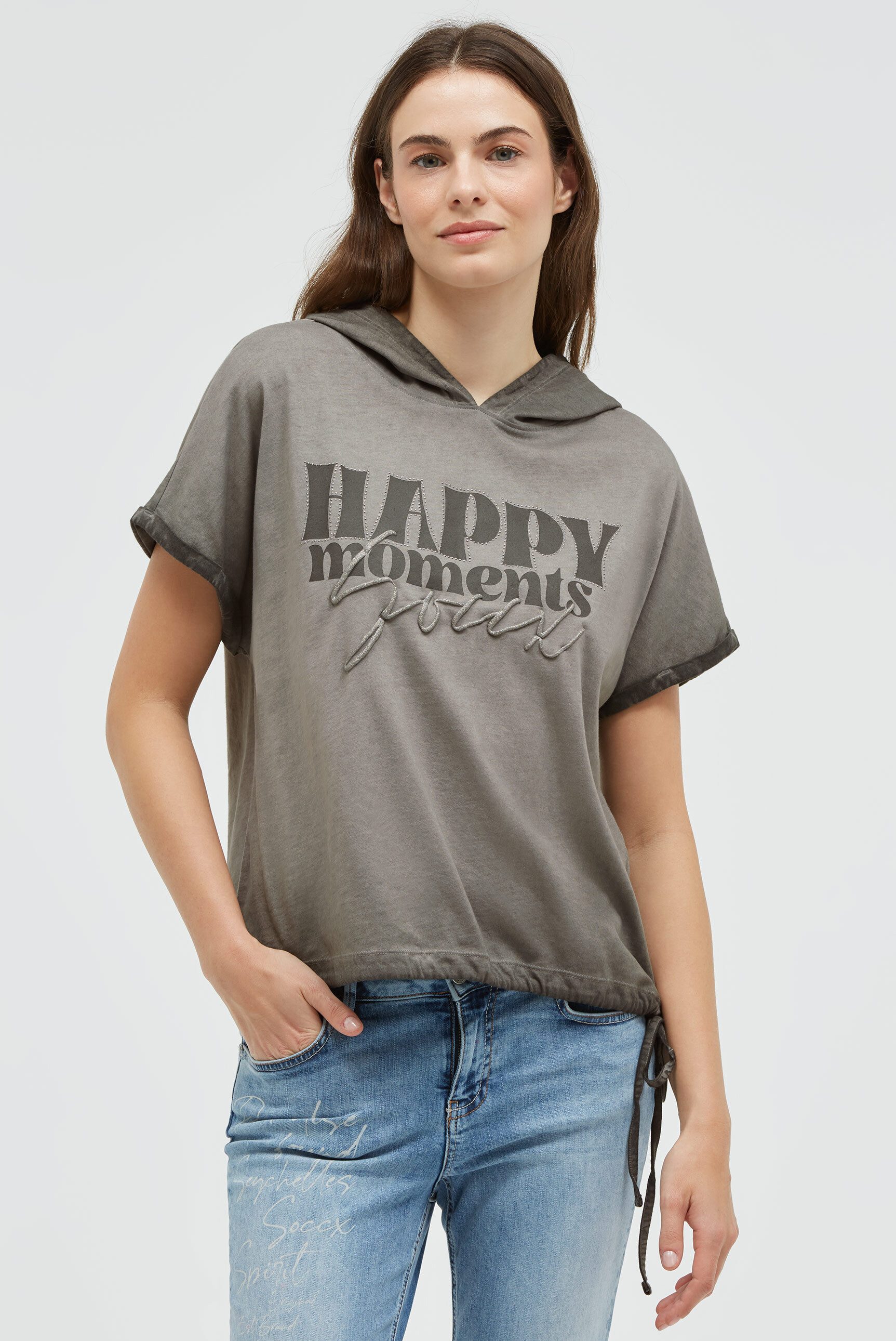 SOCCX Kapuzenshirt mit Bindeband am Saum