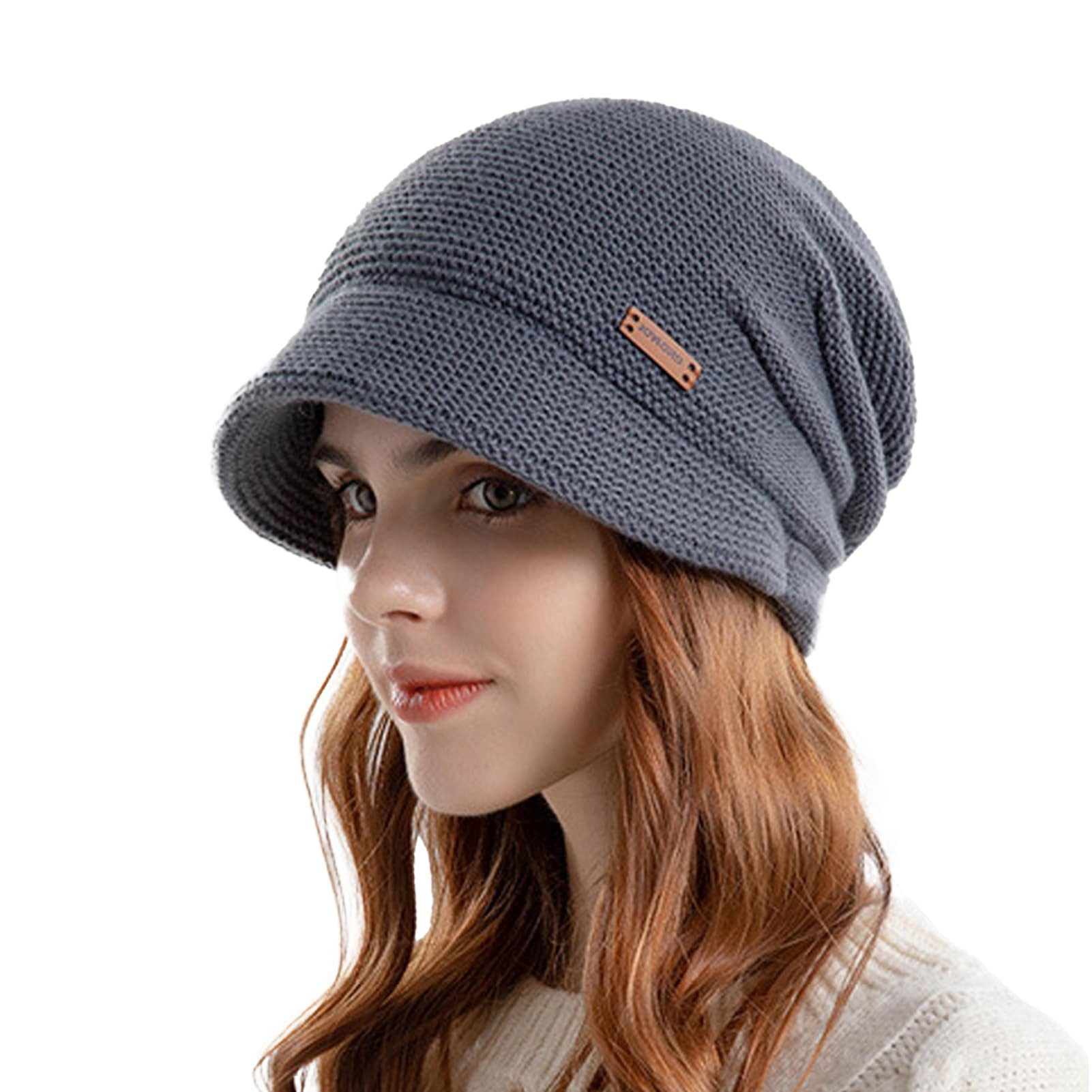 Zaewry Strickmütze Wollmütze WinterMütze Warme Slouchy Strickmütze Mit Breiter Krempe